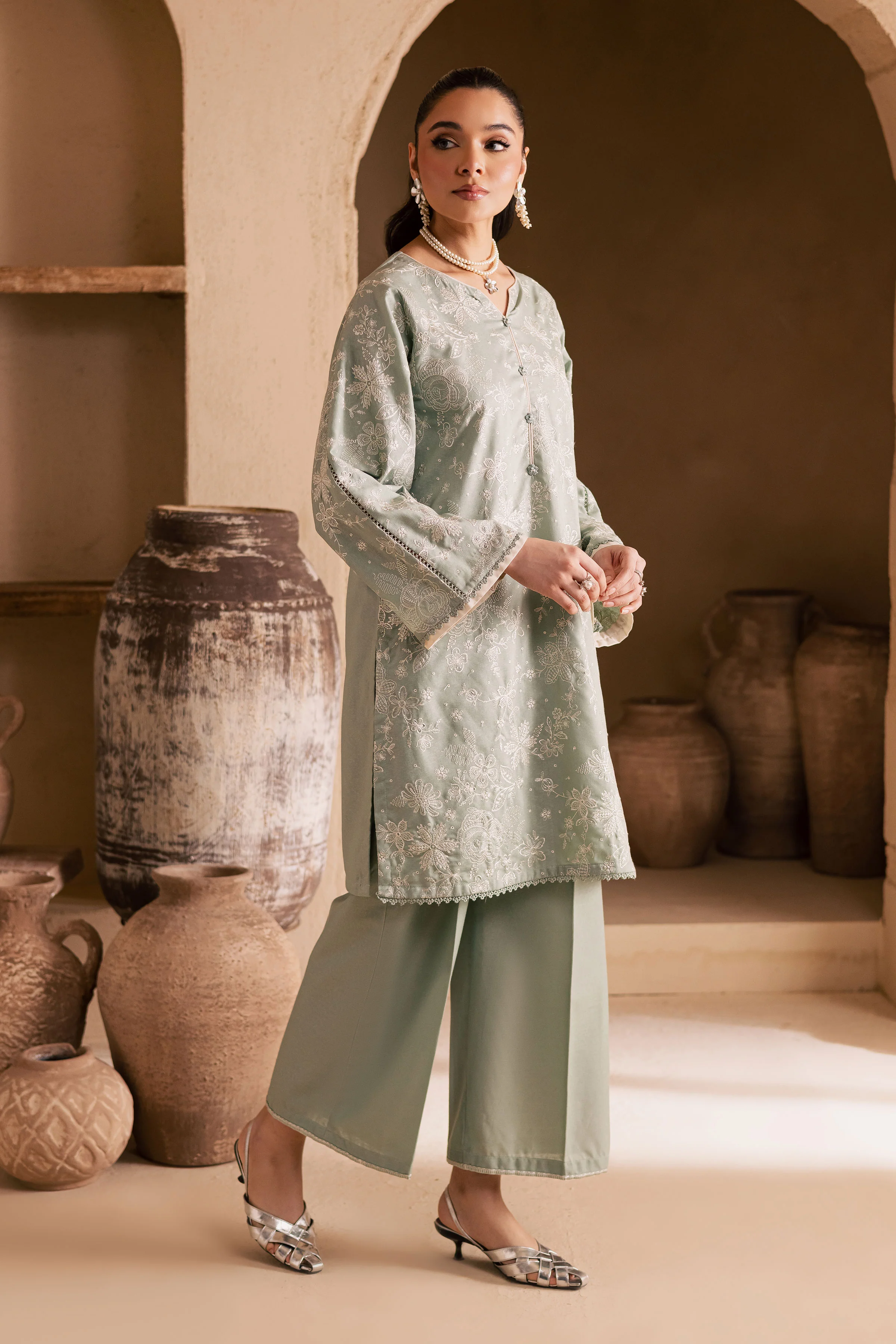 Snow Puff 2Pc - Embroidered Khaddar Dress - Image 4