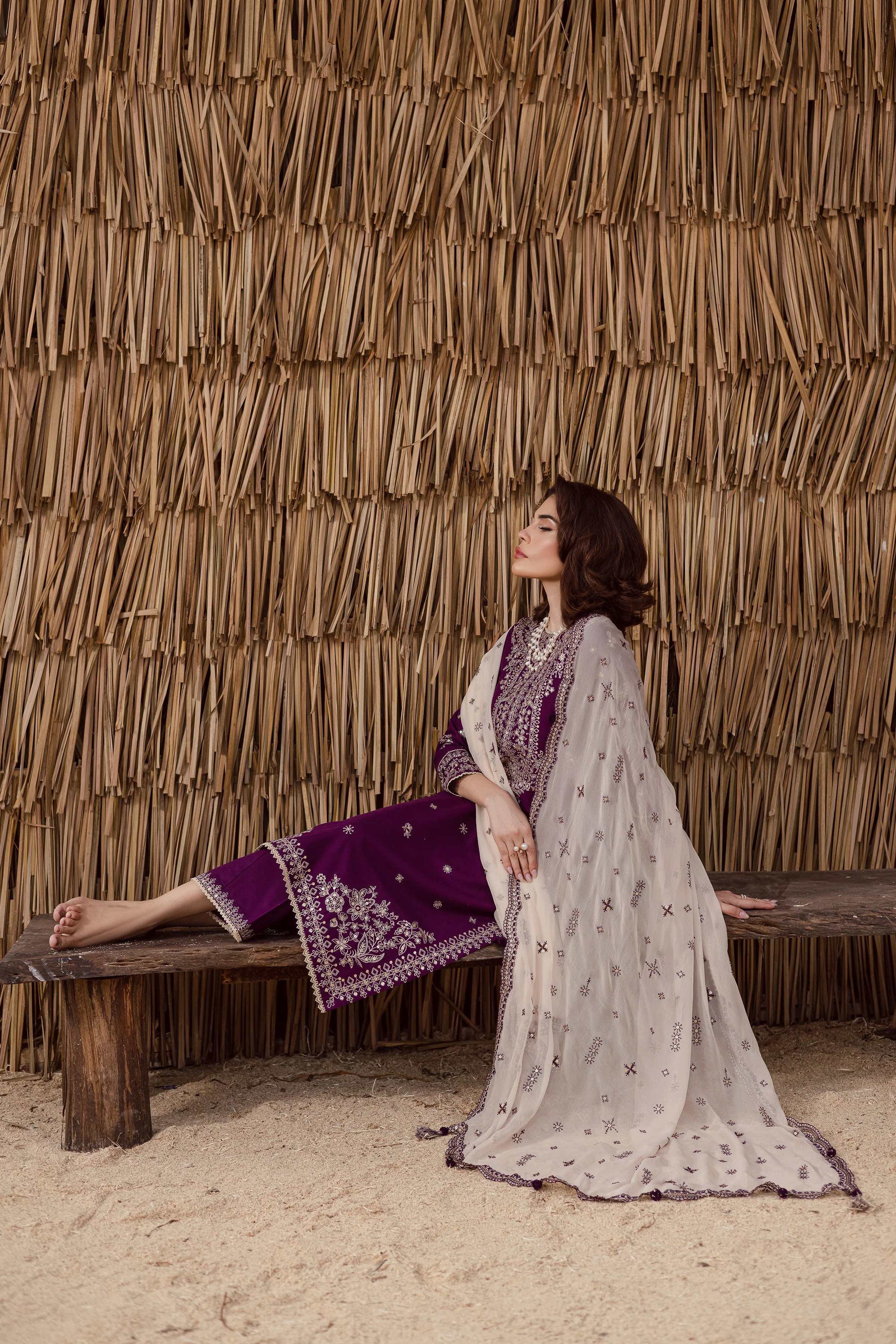 Solace 3Pc - Embroidered Khaddar Dress - Image 4