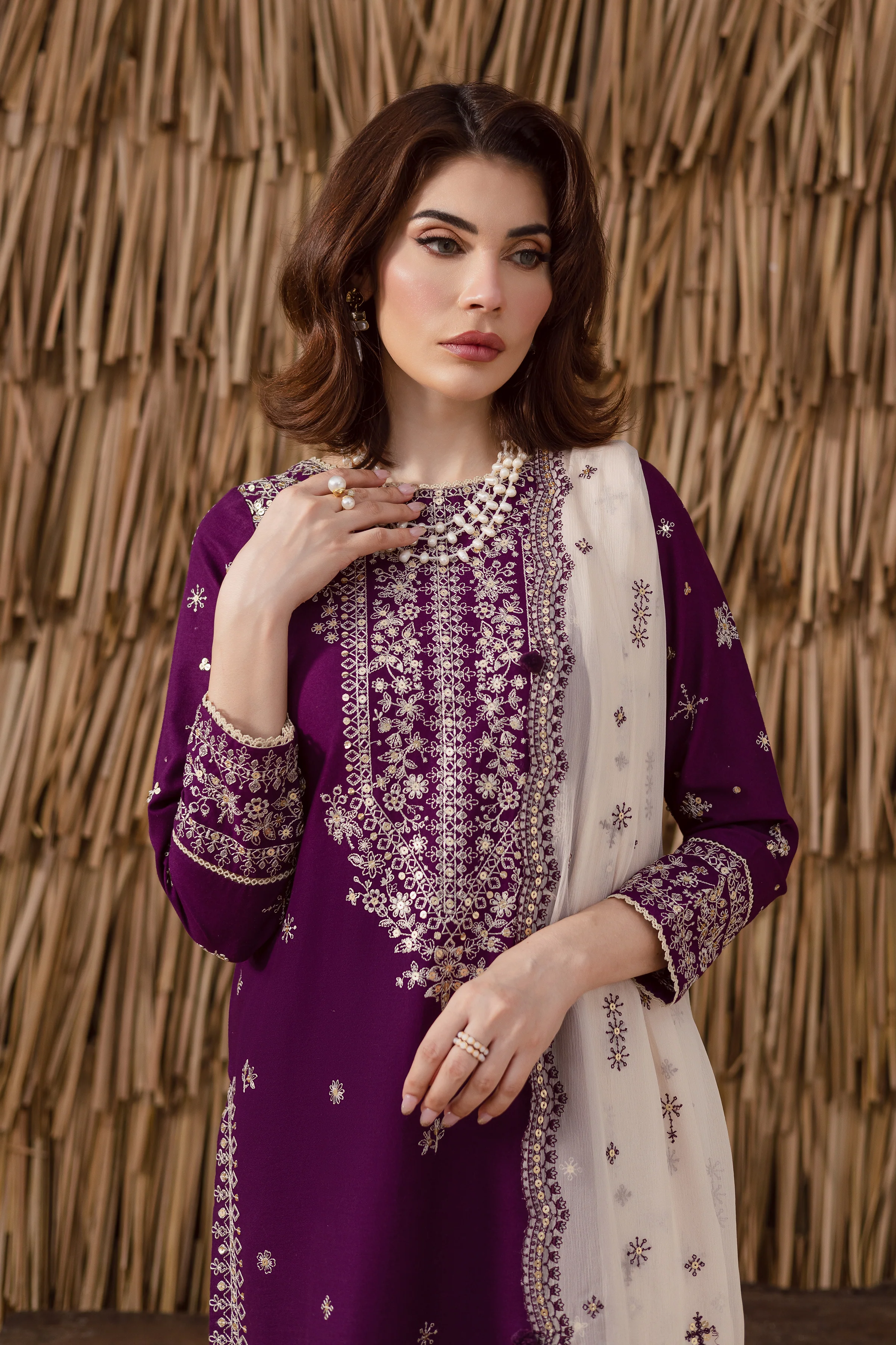 Solace 3Pc - Embroidered Khaddar Dress - Image 5