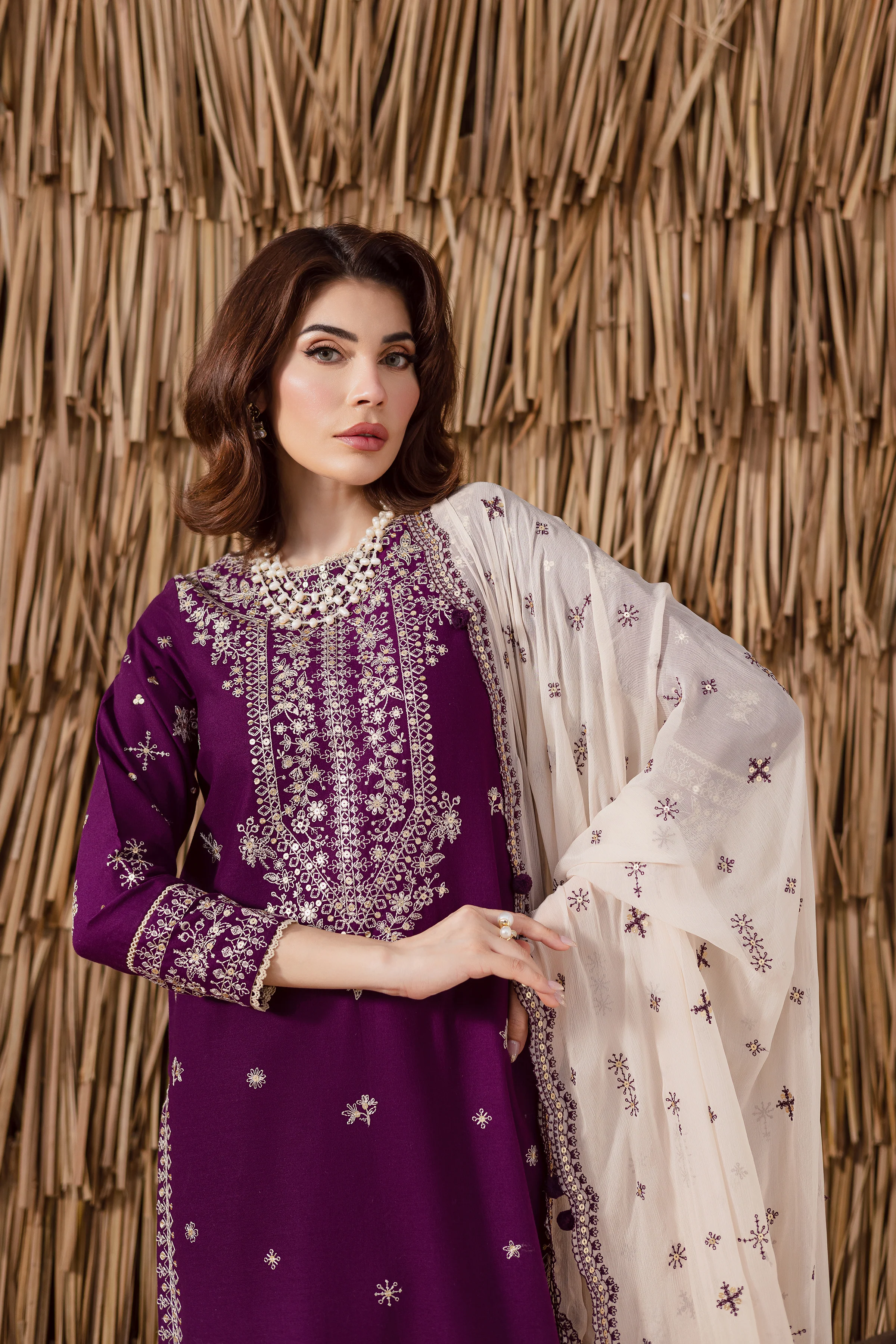 Solace 3Pc - Embroidered Khaddar Dress - Image 6