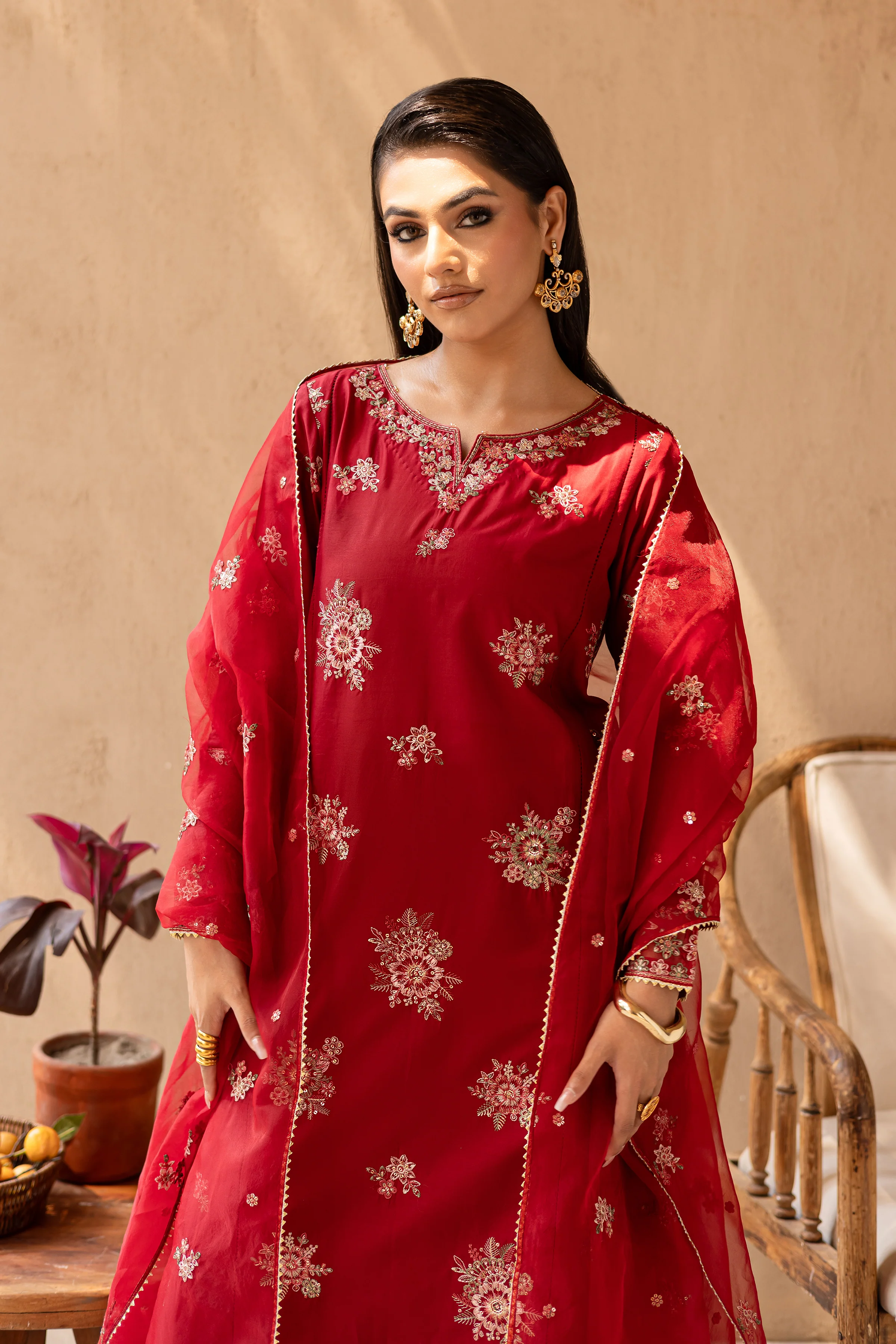 Starburst 3Pc - Embroidered Solid Dress - Image 2