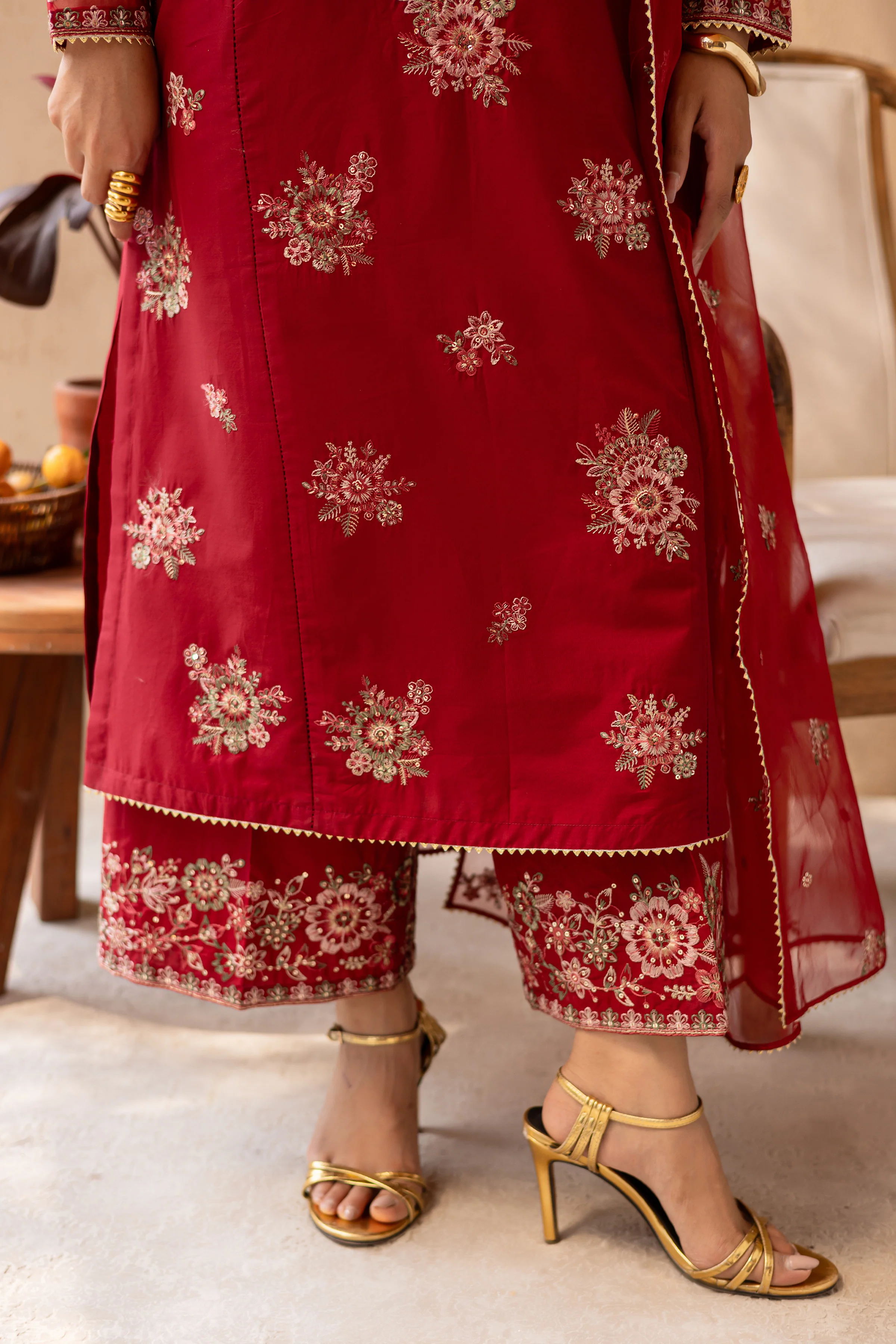 Starburst 3Pc - Embroidered Solid Dress - Image 7