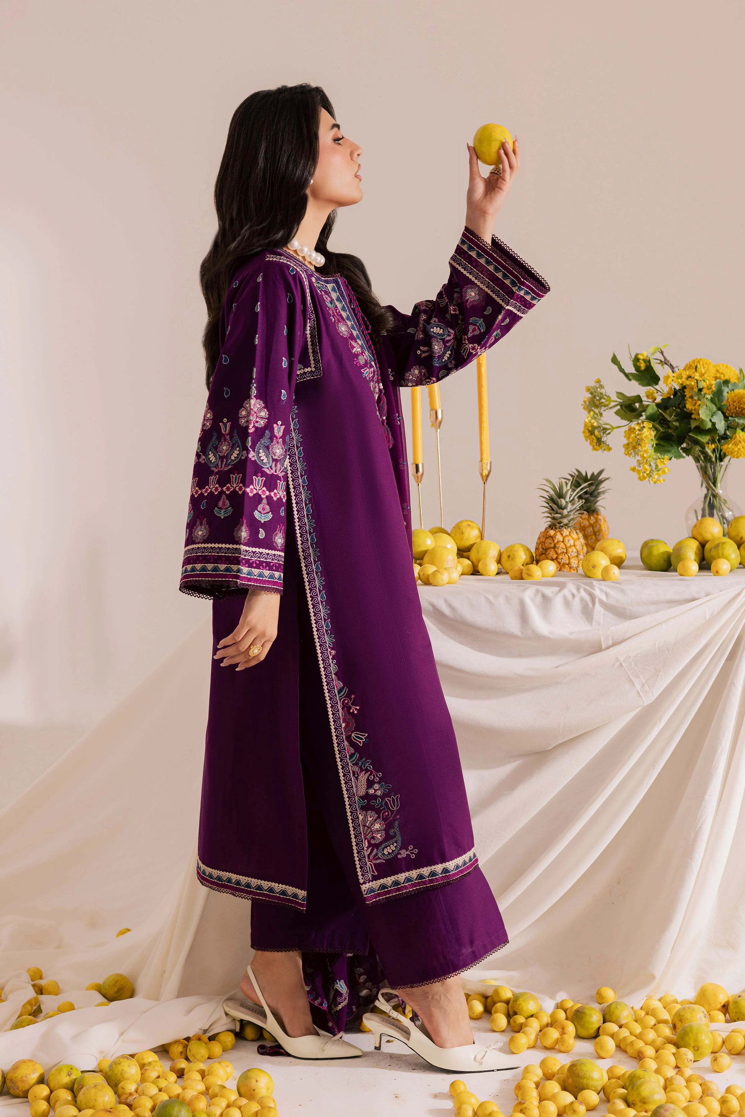 Still Purple 3Pc - Embroidered Khaddar Dress - Image 4