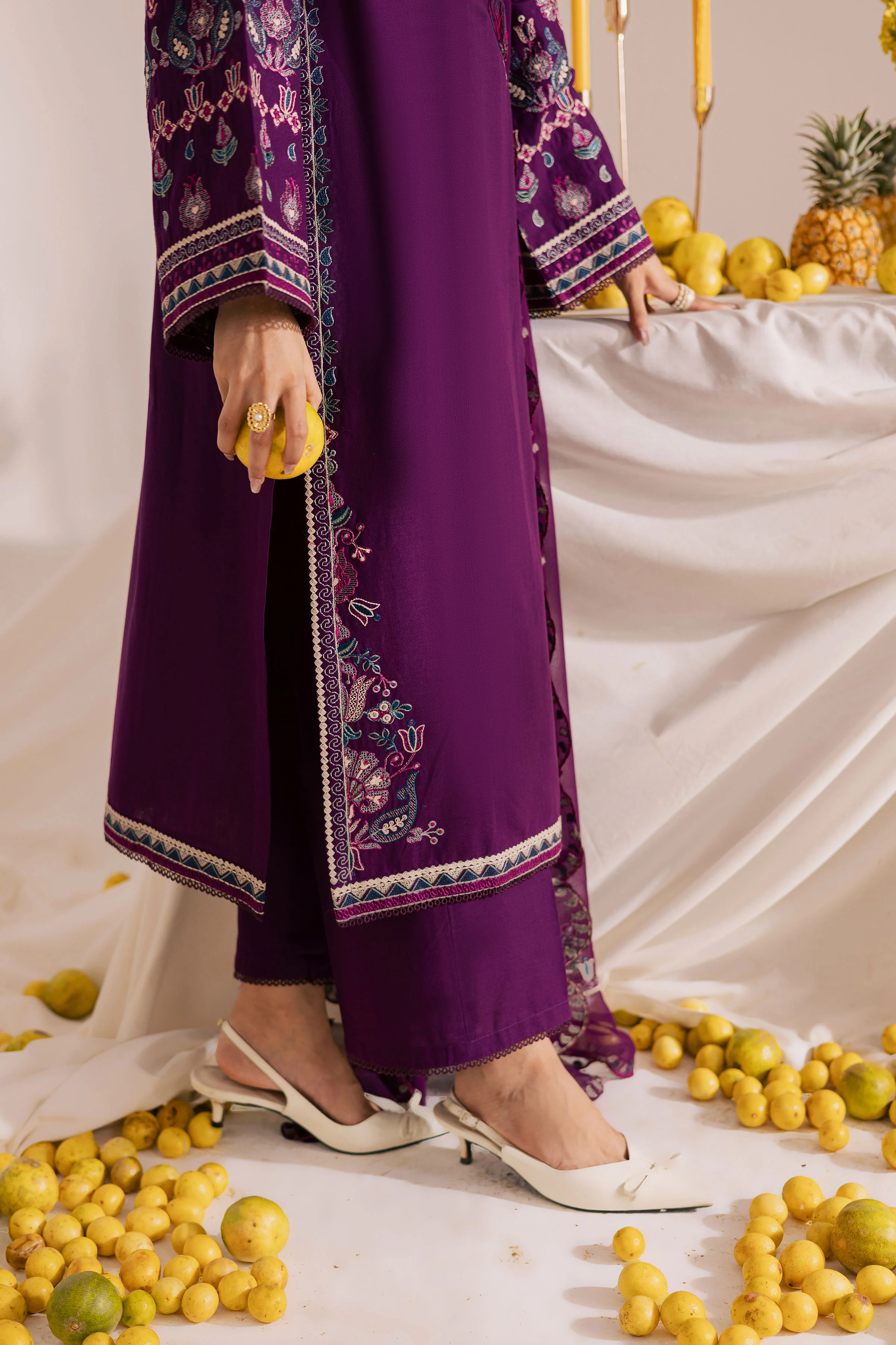 Still Purple 3Pc - Embroidered Khaddar Dress - Image 7