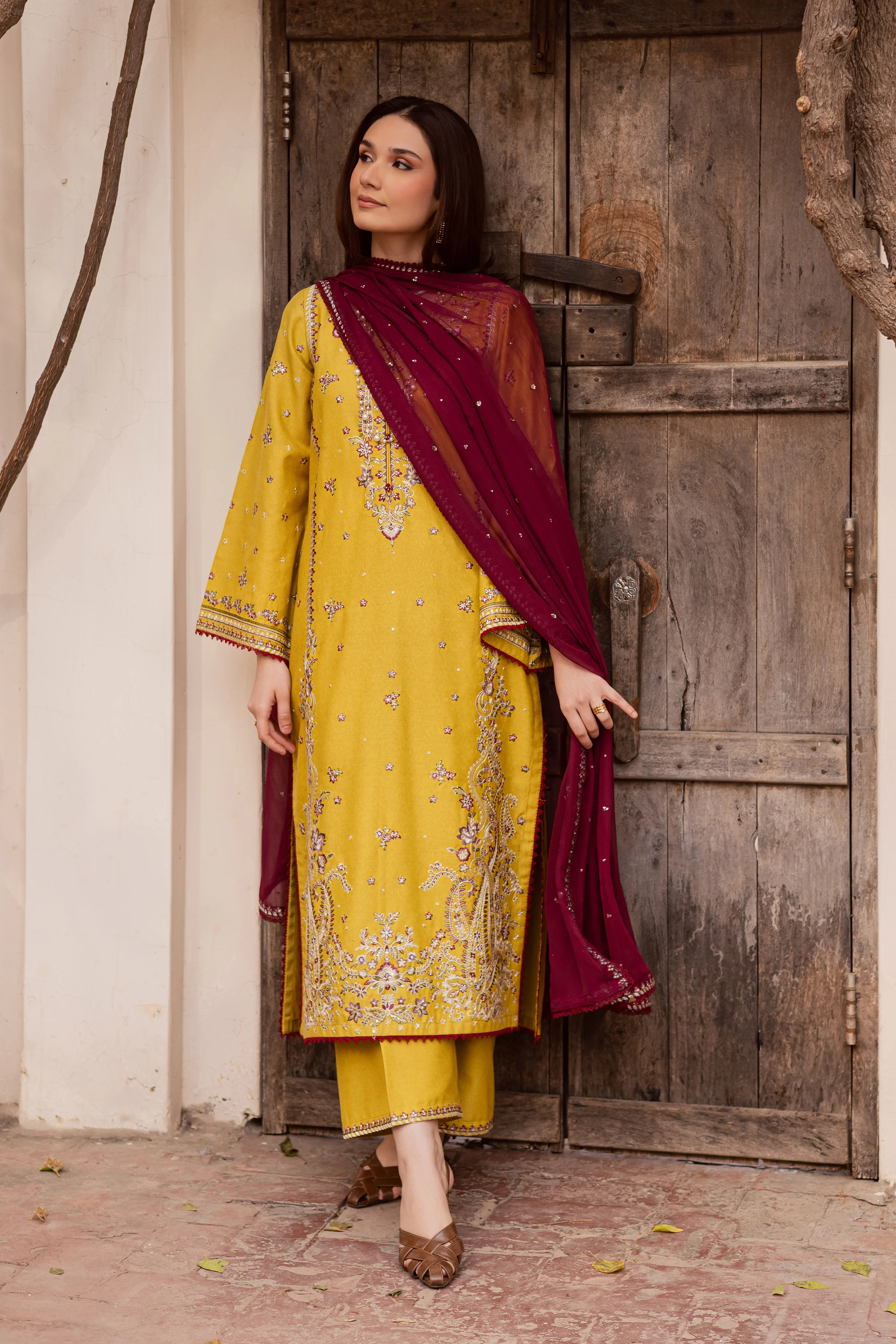 Sun Flower 3Pc - Embroidered Festive Pret - Image 3