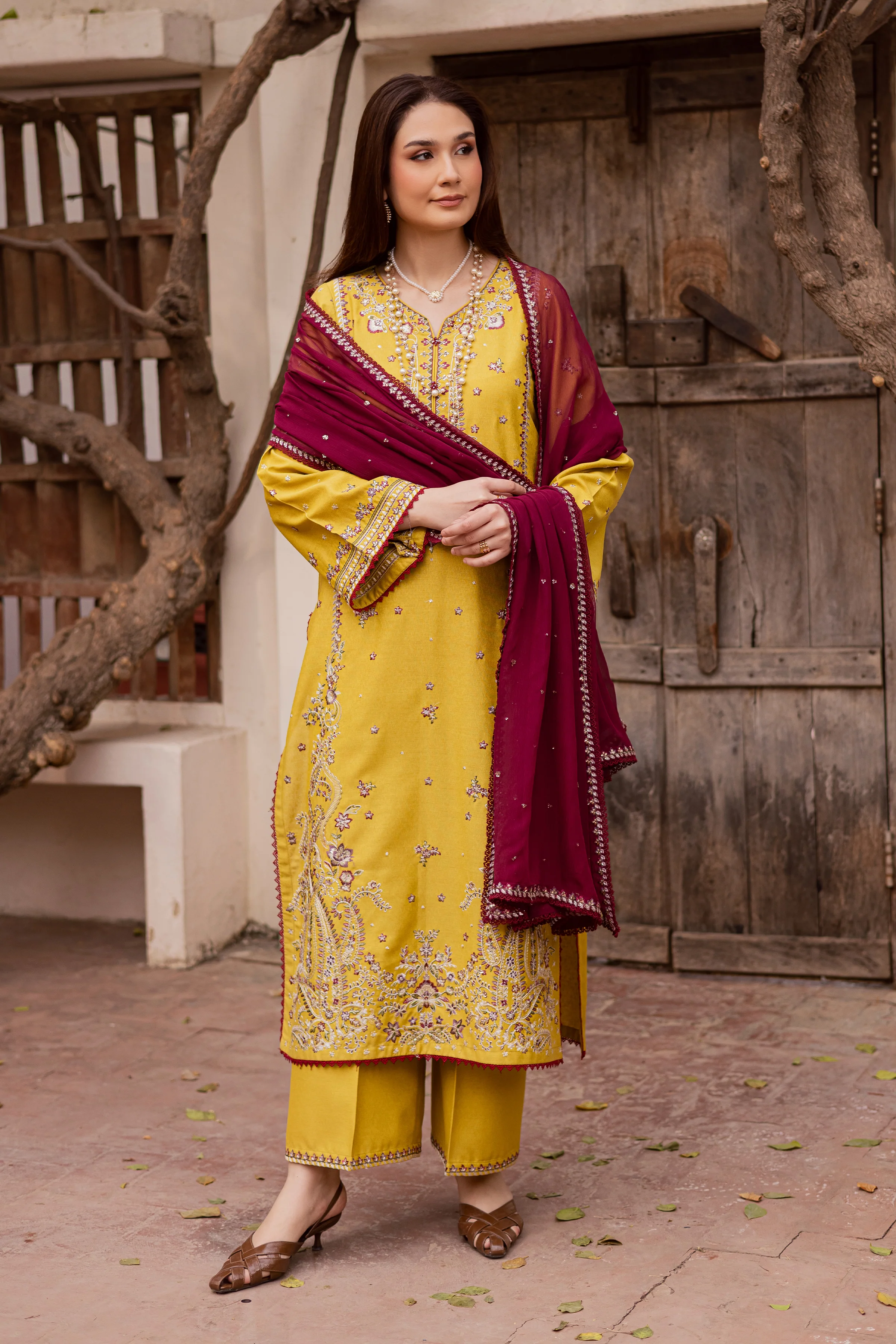 Sun Flower 3Pc - Embroidered Festive Pret - Image 5