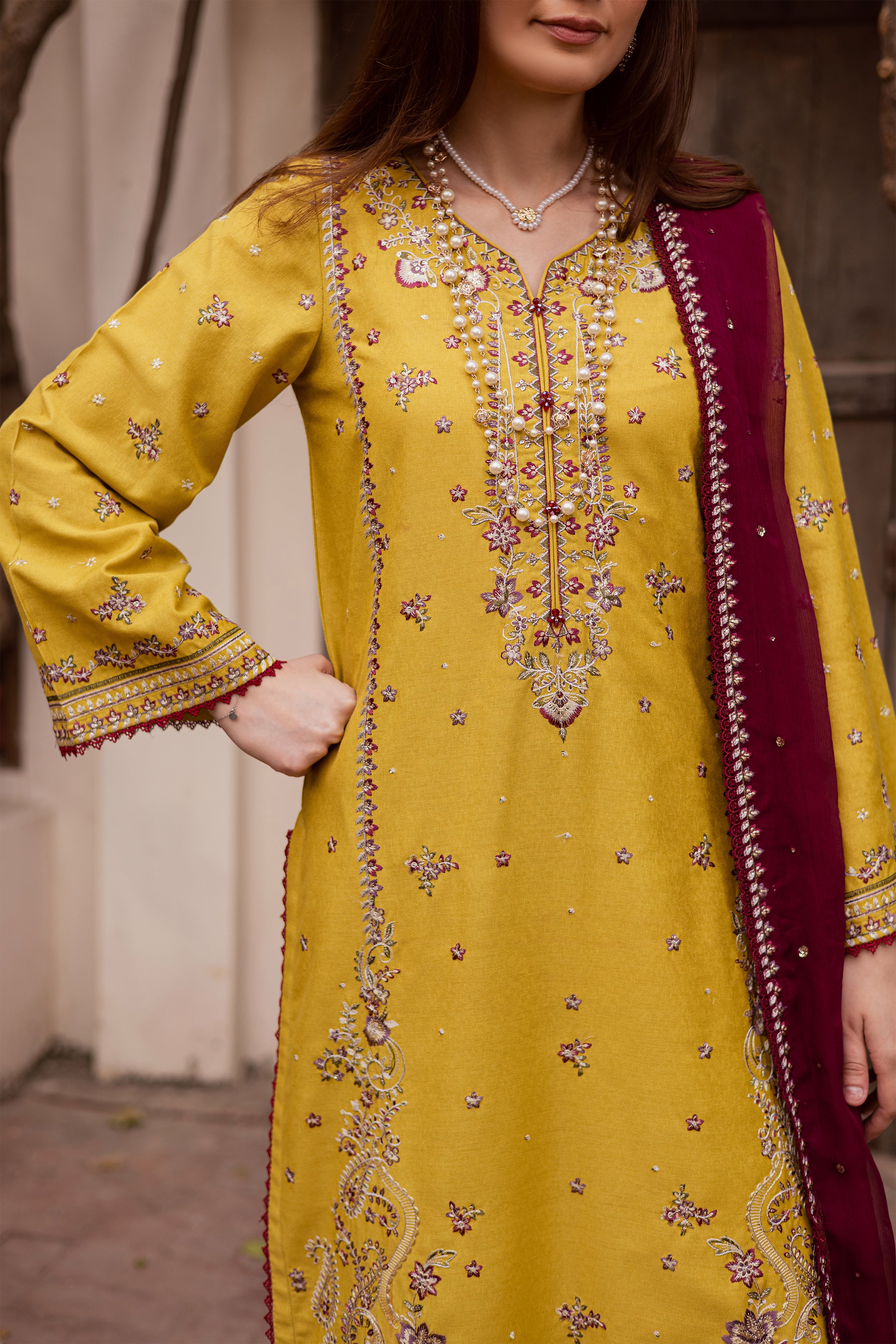 Sun Flower 3Pc - Embroidered Festive Pret - Image 6