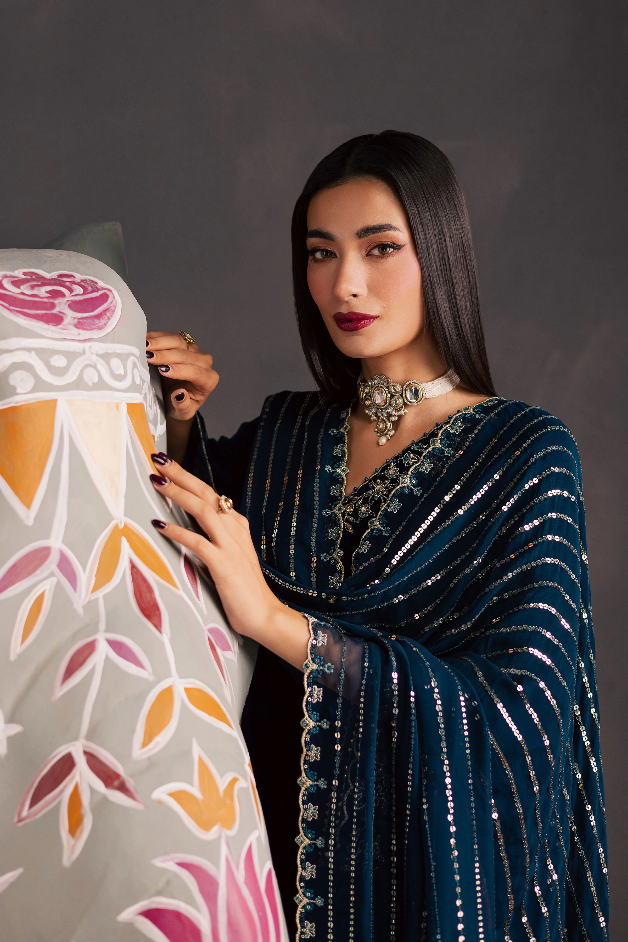 Taana Bana 3Pc - Velvet Luxe Pret - Image 4