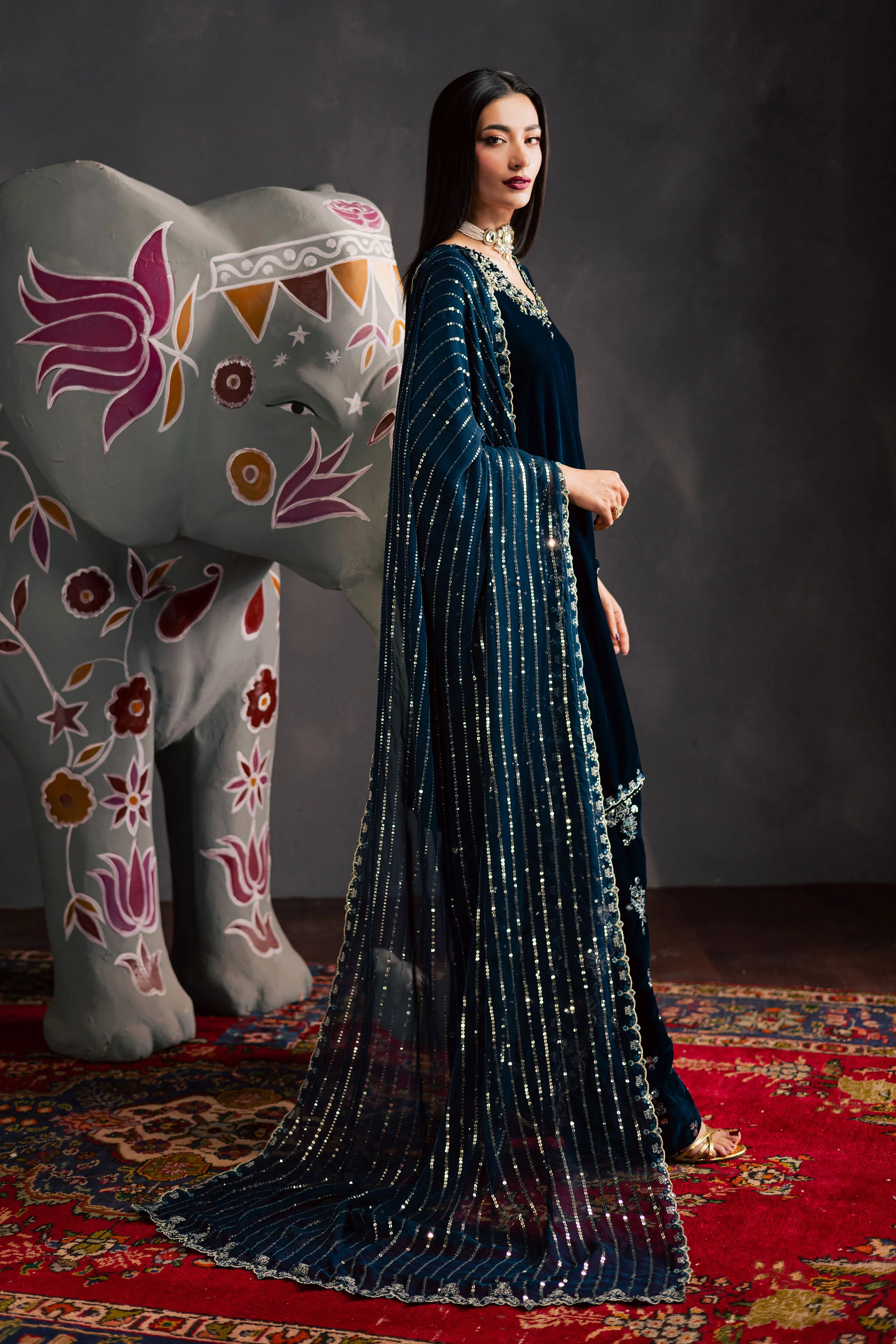 Taana Bana 3Pc - Velvet Luxe Pret - Image 5