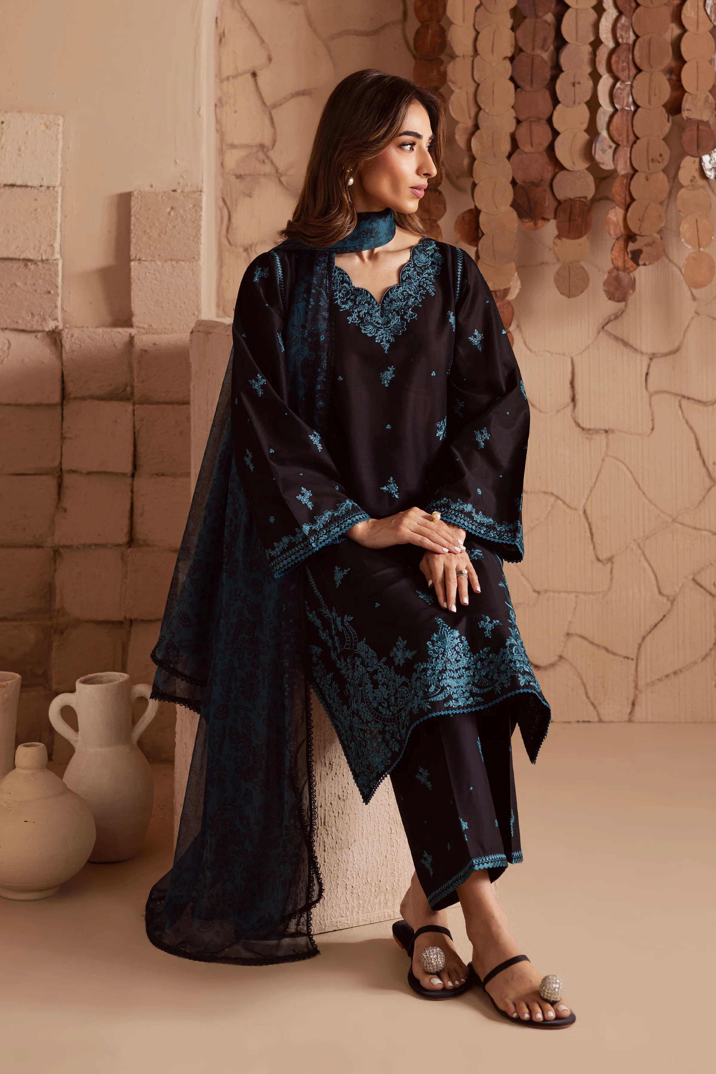 Tea light 3Pc - Embroidered Lawn Dress - Image 4