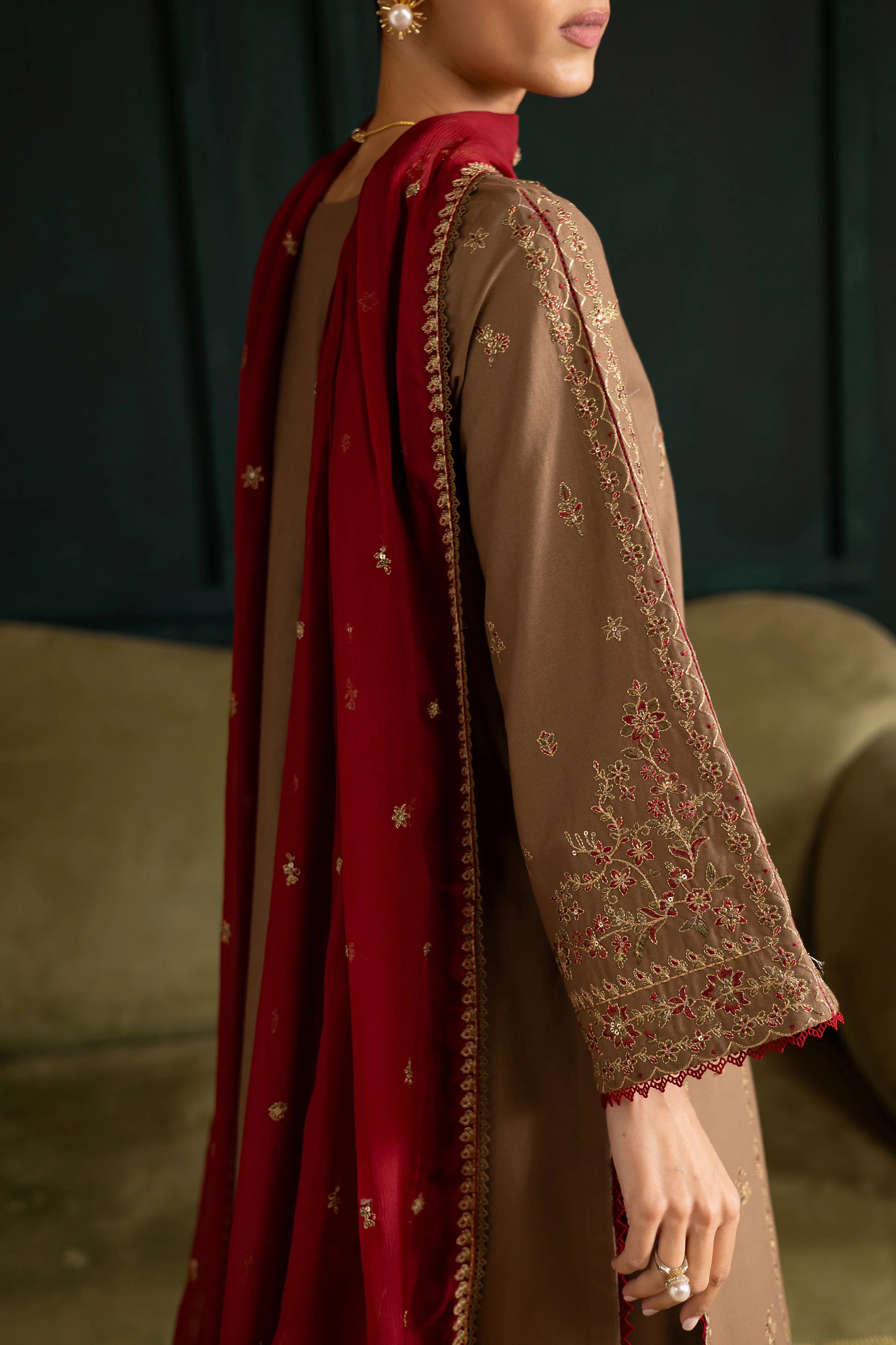Tiramisu 3Pc - Embroidered Khaddar Dress - Image 6