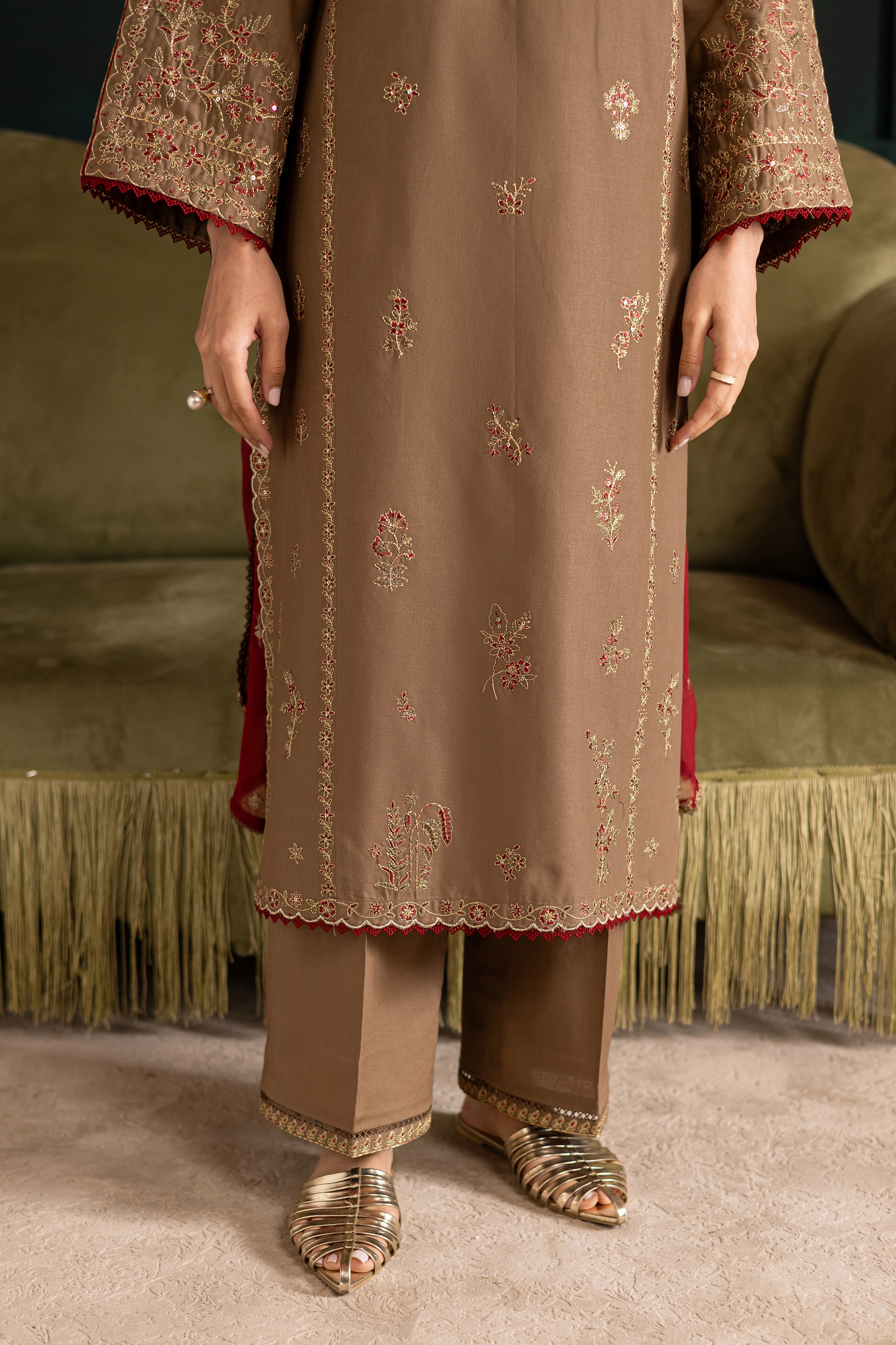 Tiramisu 3Pc - Embroidered Khaddar Dress - Image 8