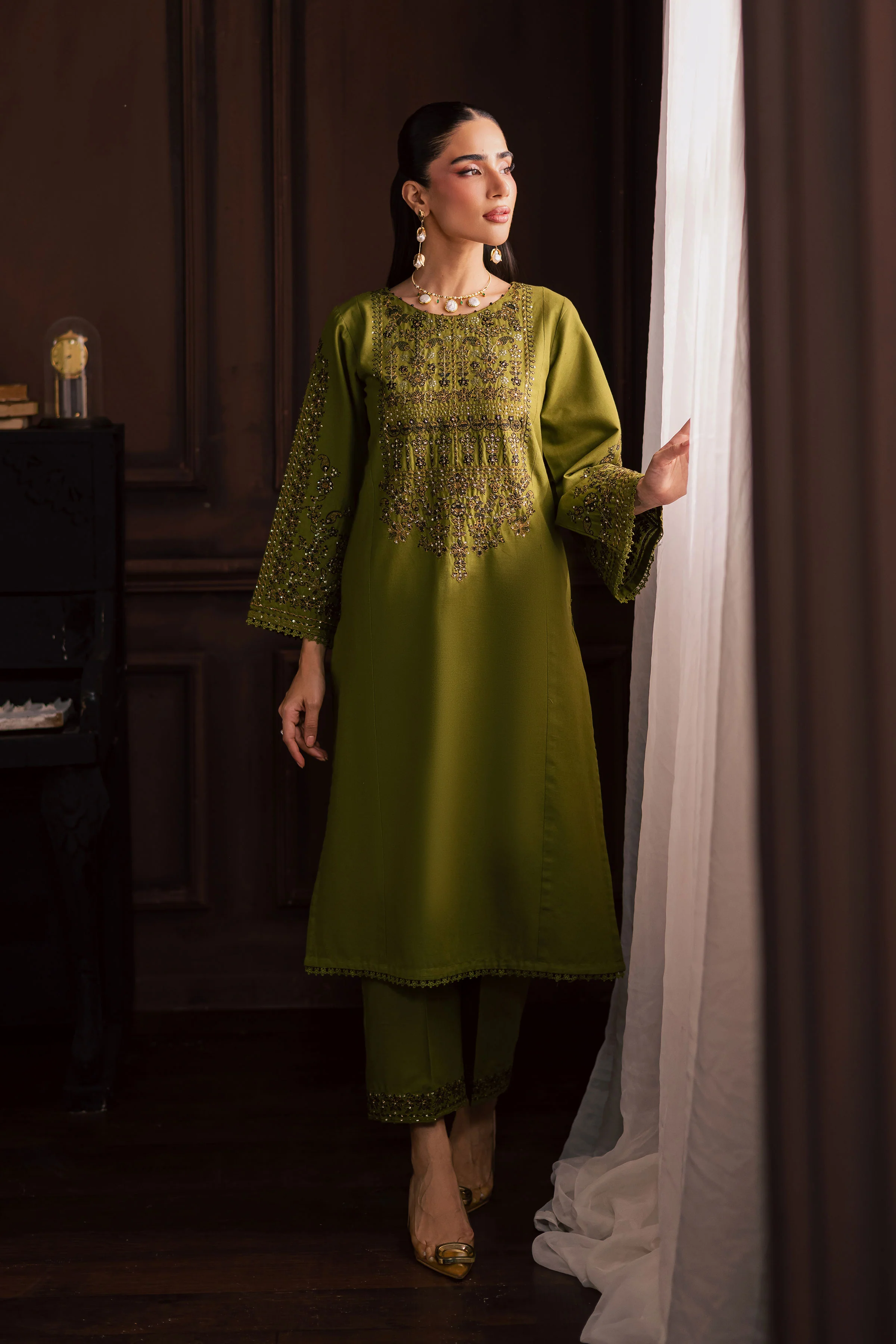 Topaz 2Pc - Embroidered Khaddar Dress - Image 4
