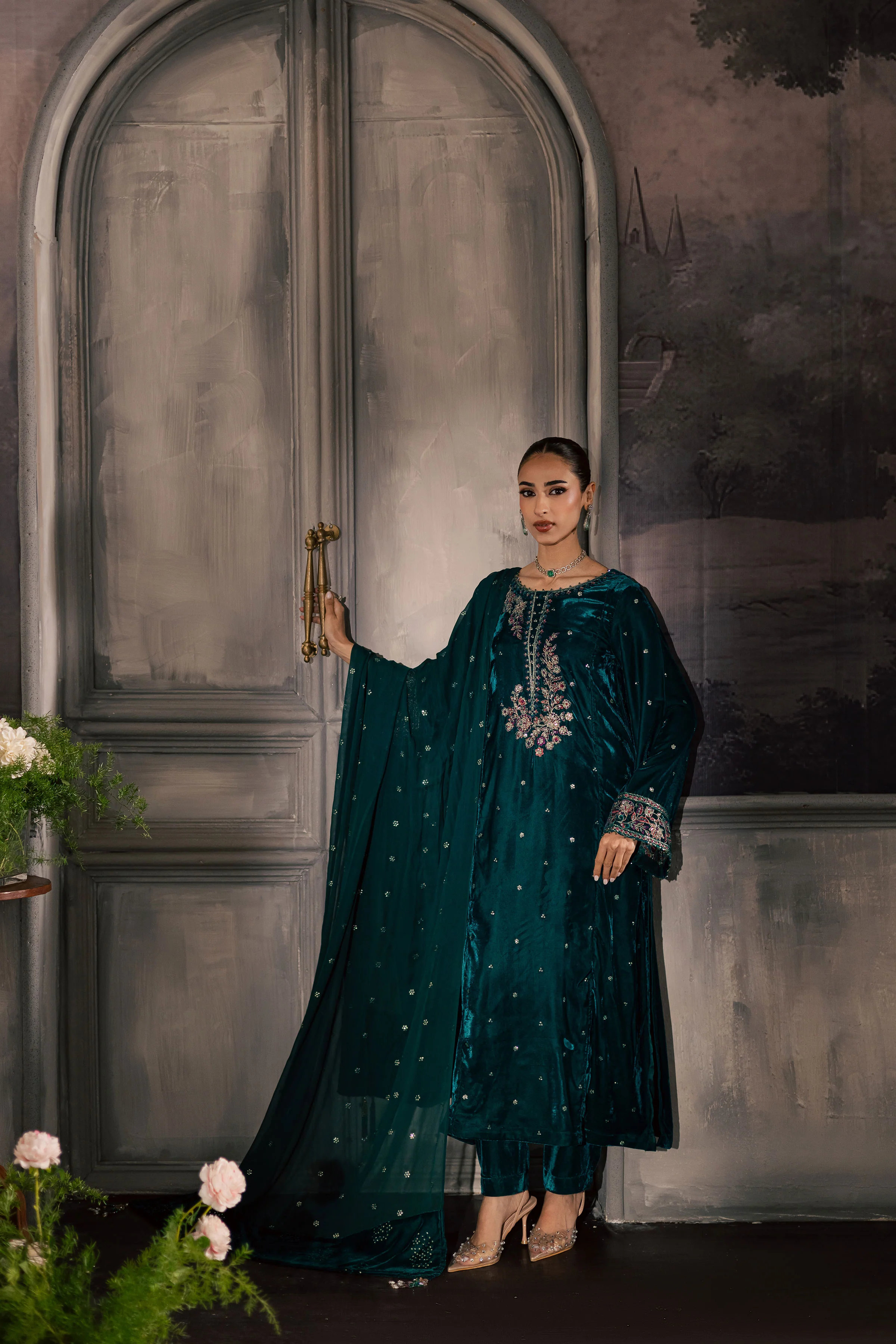 Turquoise 3Pc - Velvet Luxe Pret - Image 3