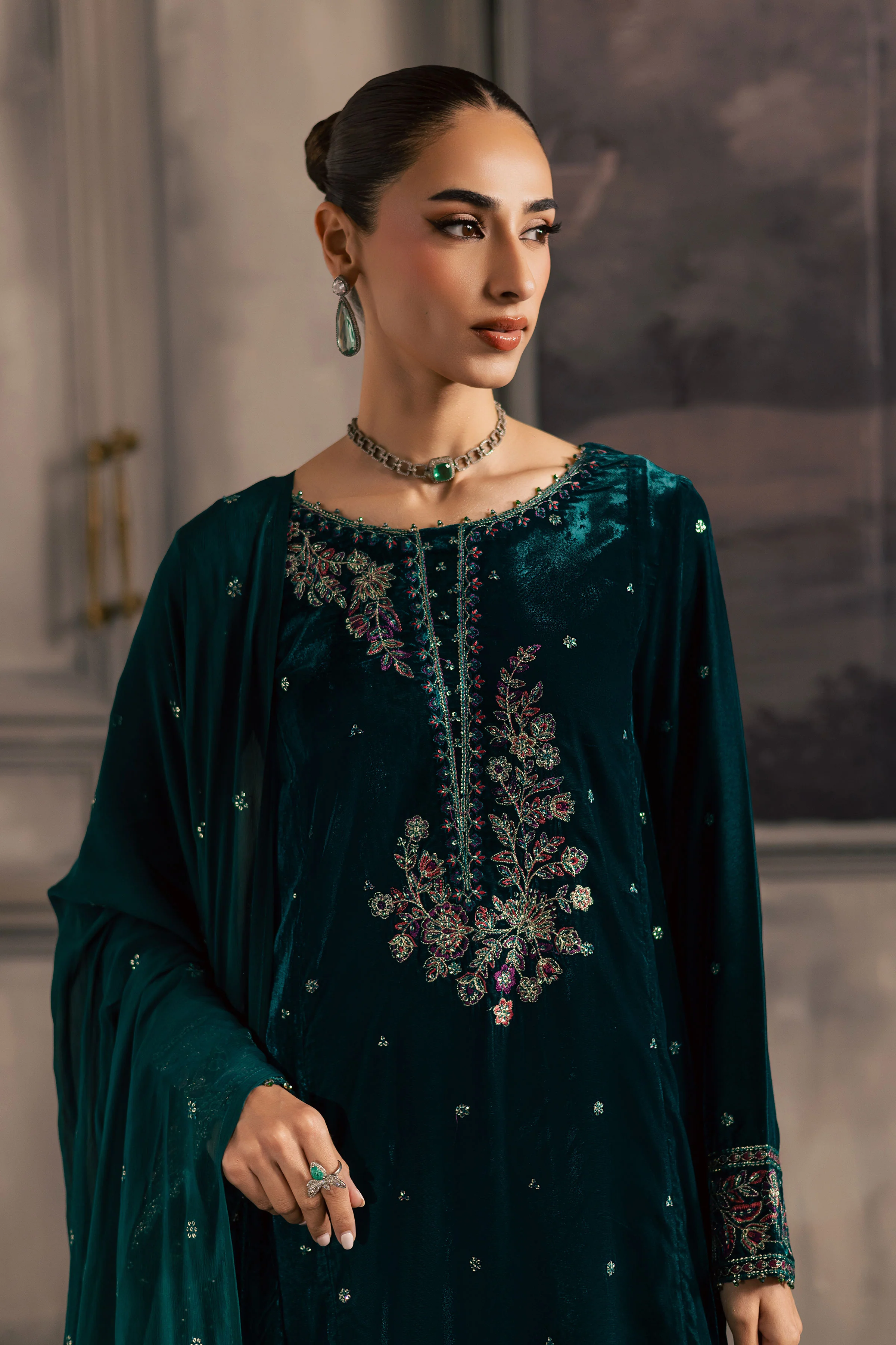 Turquoise 3Pc - Velvet Luxe Pret - Image 4