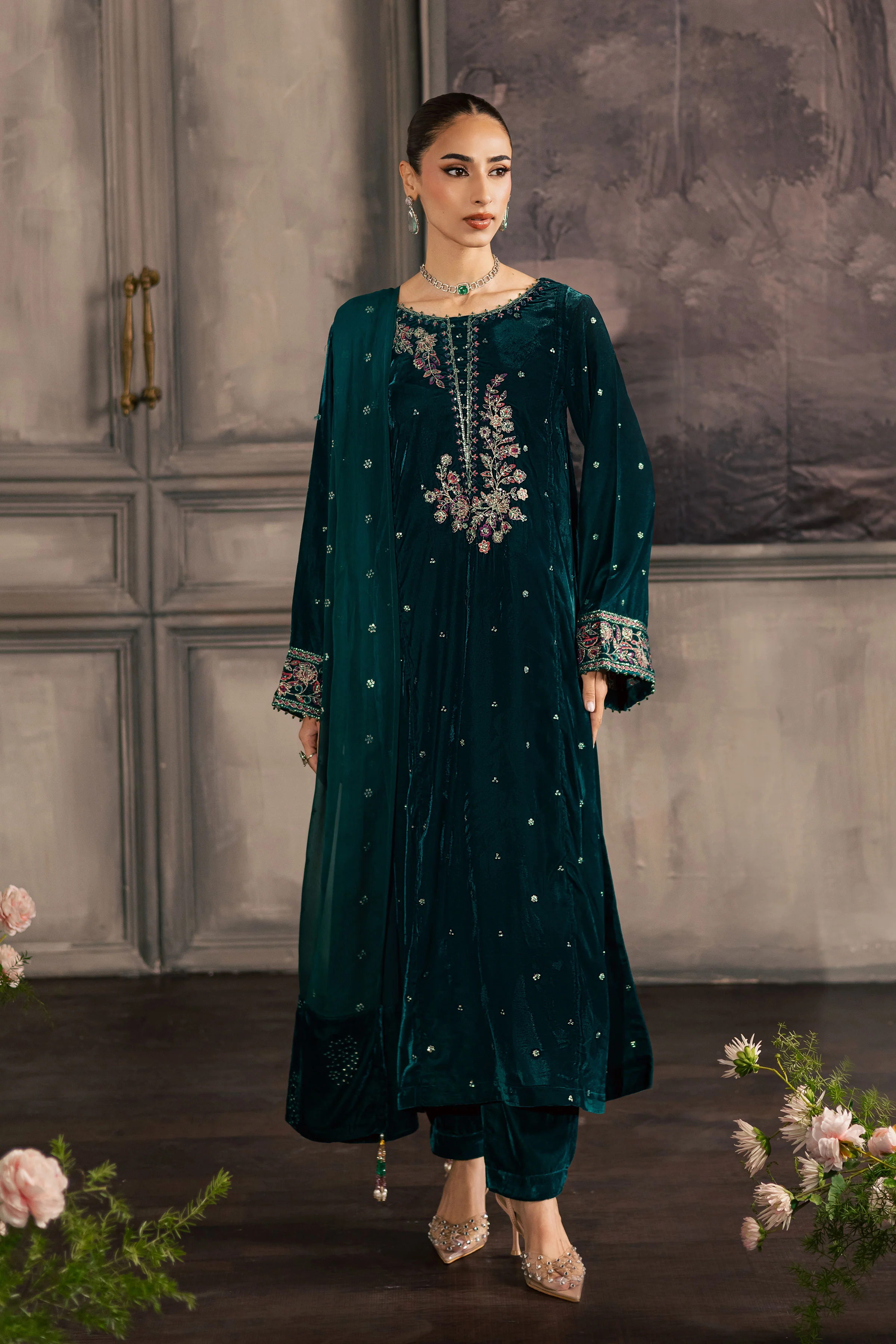Turquoise 3Pc - Velvet Luxe Pret - Image 6