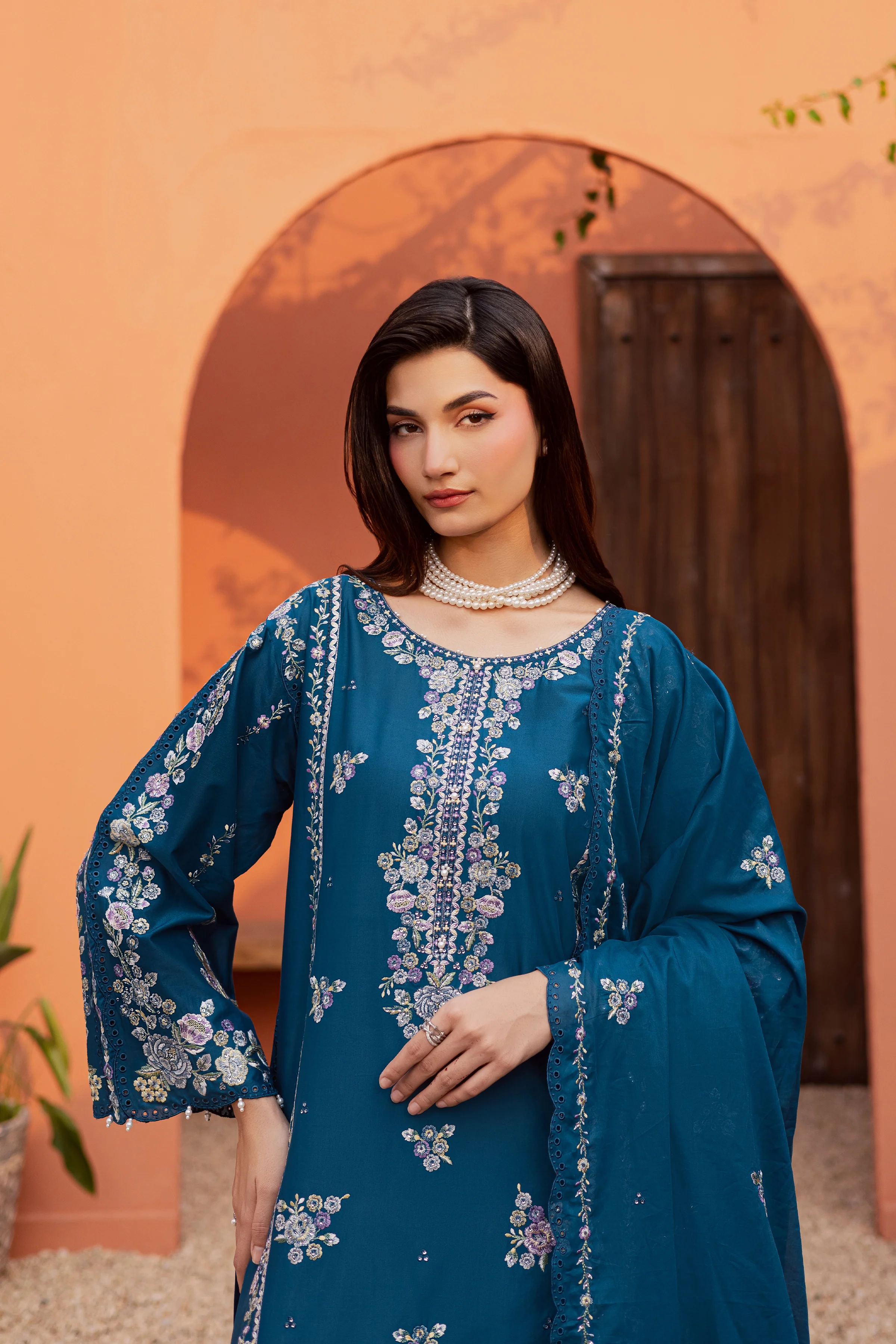 Twilight Bloom 3Pc - Festive Embroidered Lawn - Image 2