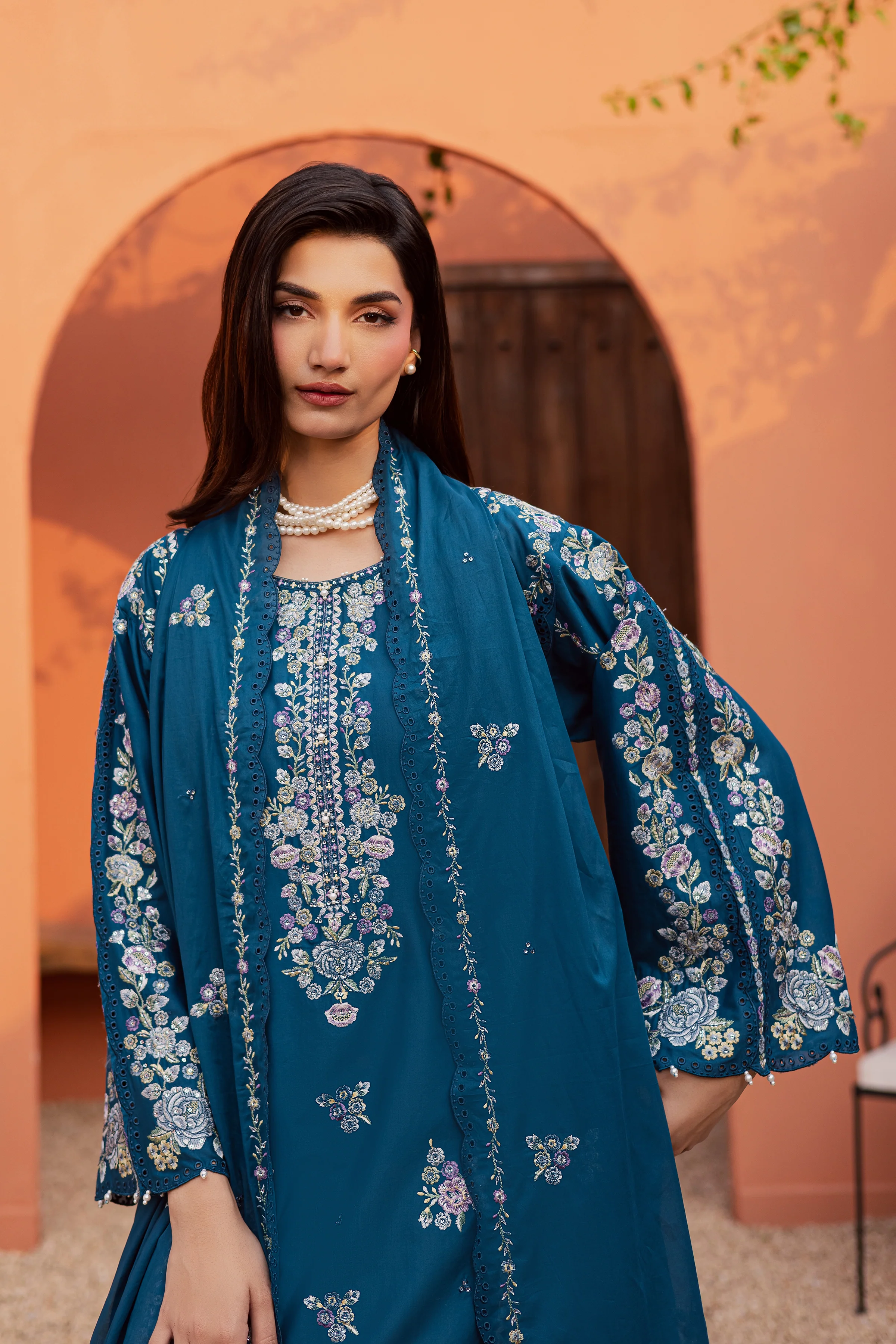 Twilight Bloom 3Pc - Festive Embroidered Lawn - Image 5