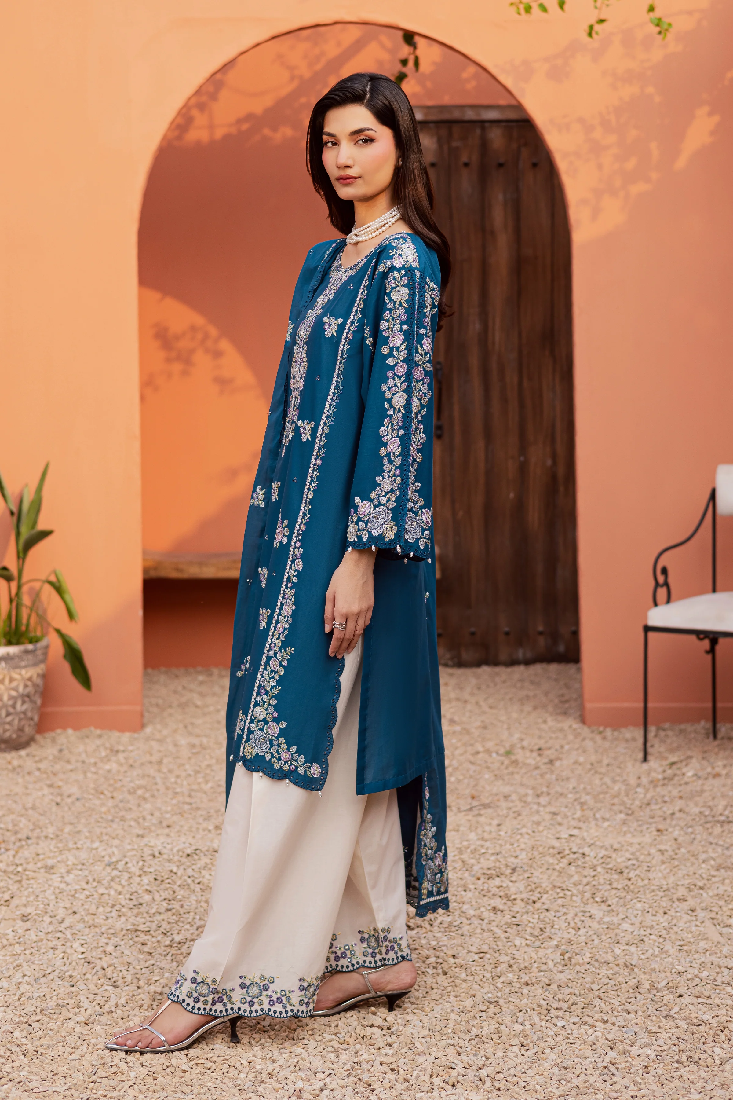 Twilight Bloom 3Pc - Festive Embroidered Lawn - Image 7