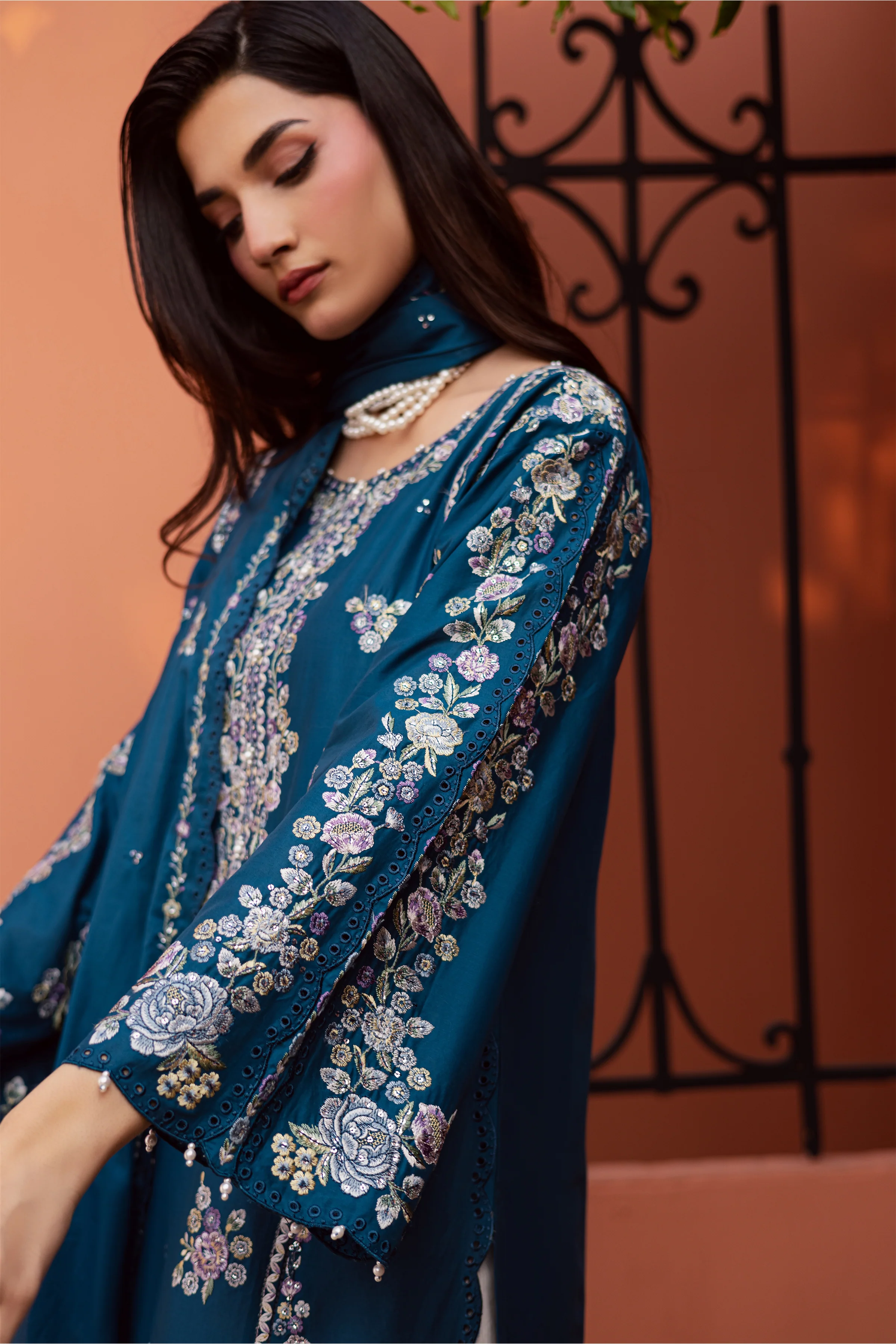 Twilight Bloom 3Pc - Festive Embroidered Lawn - Image 8