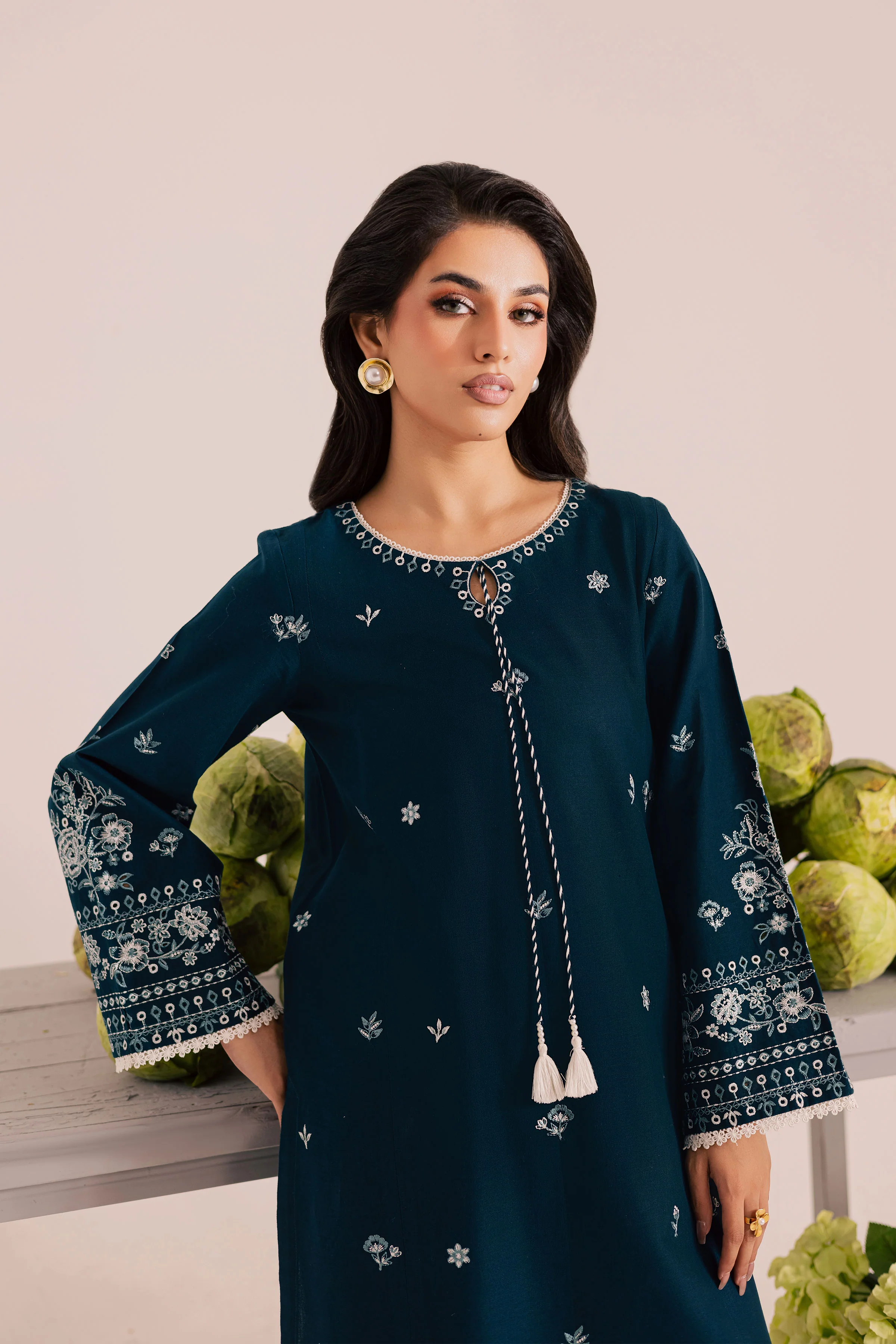 Twilight Sea 2Pc - Embroidered Khaddar Dress - Image 2