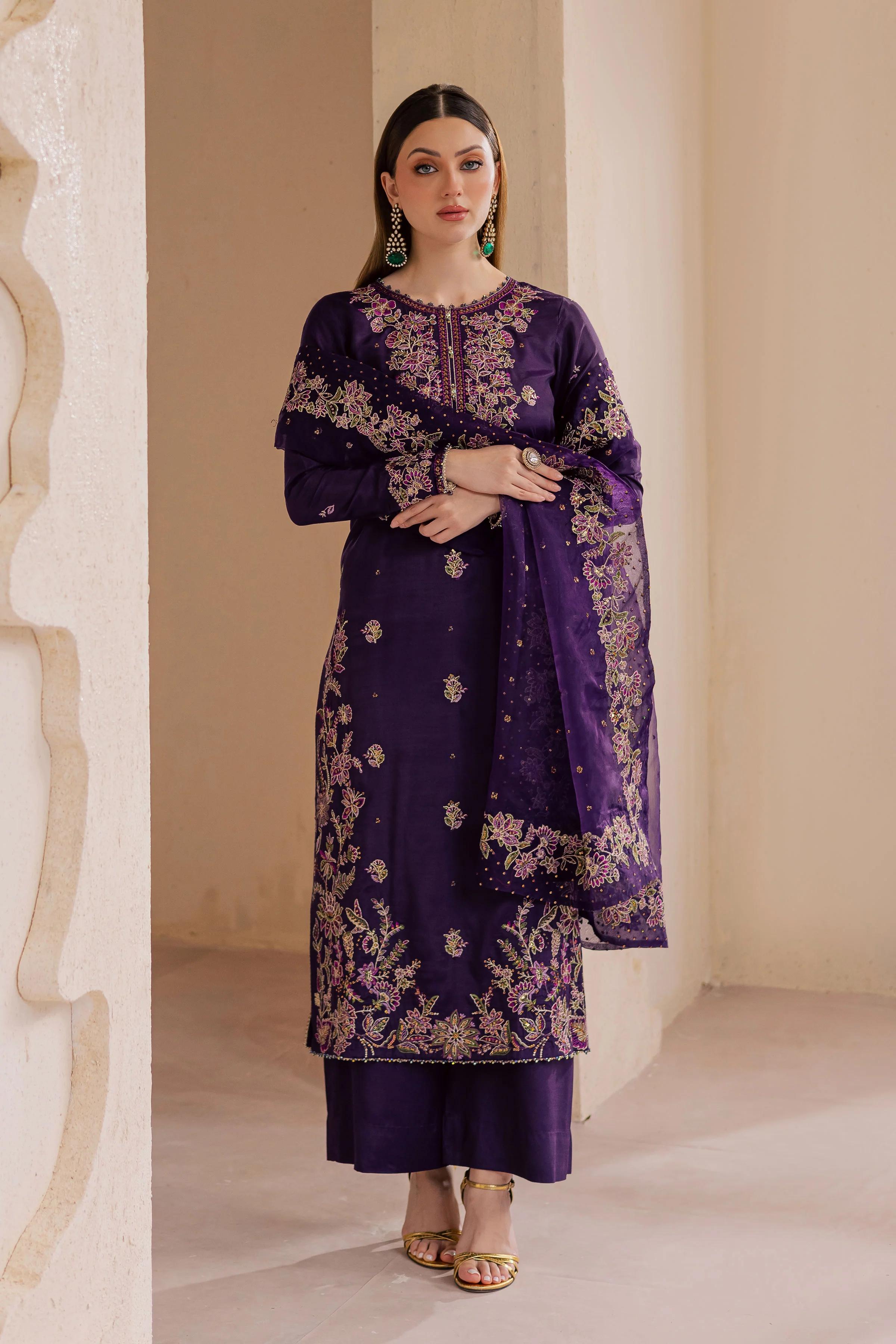 Unzilla 3Pc - Embroidered Luxe Pret - Image 3