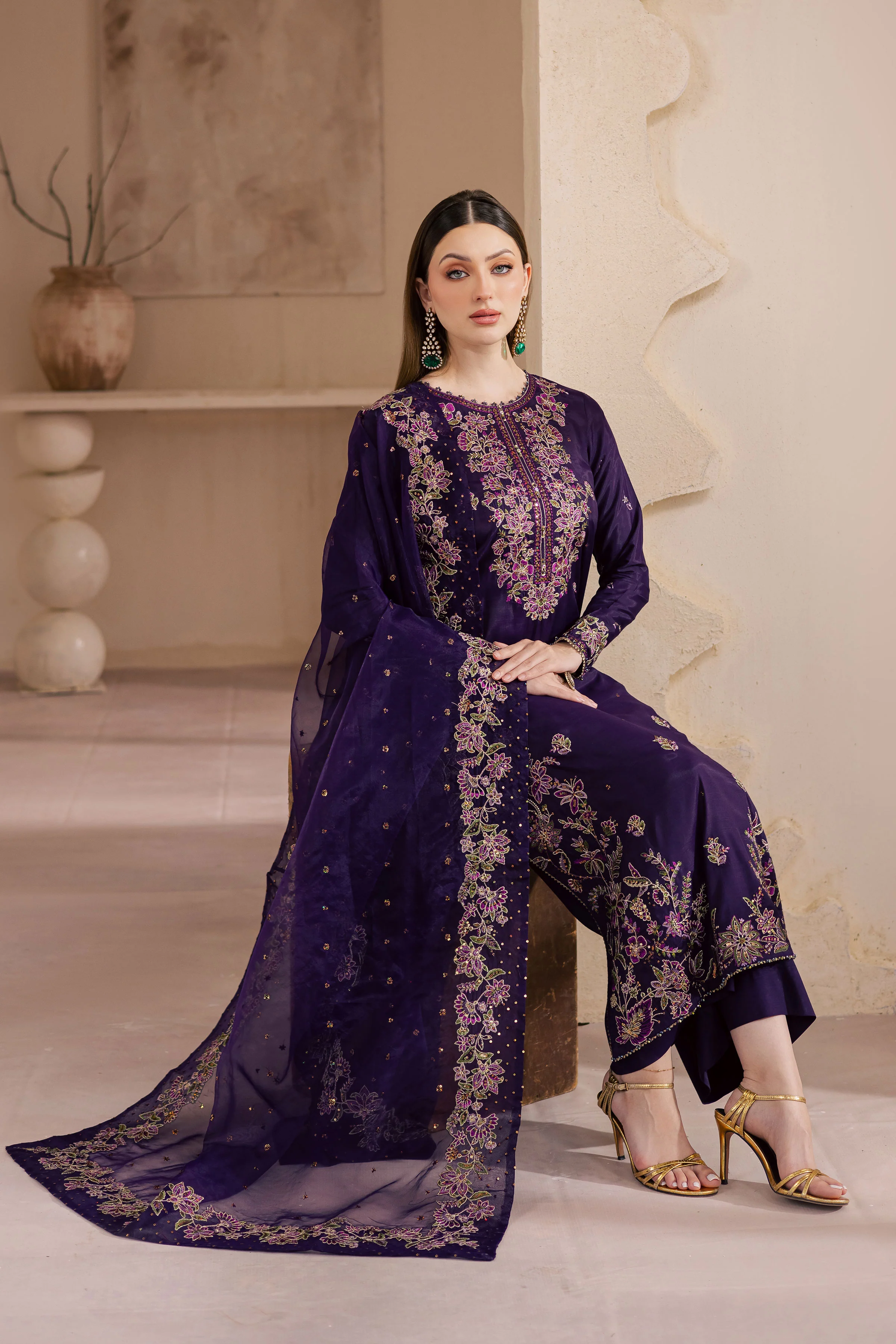 Unzilla 3Pc - Embroidered Luxe Pret - Image 5