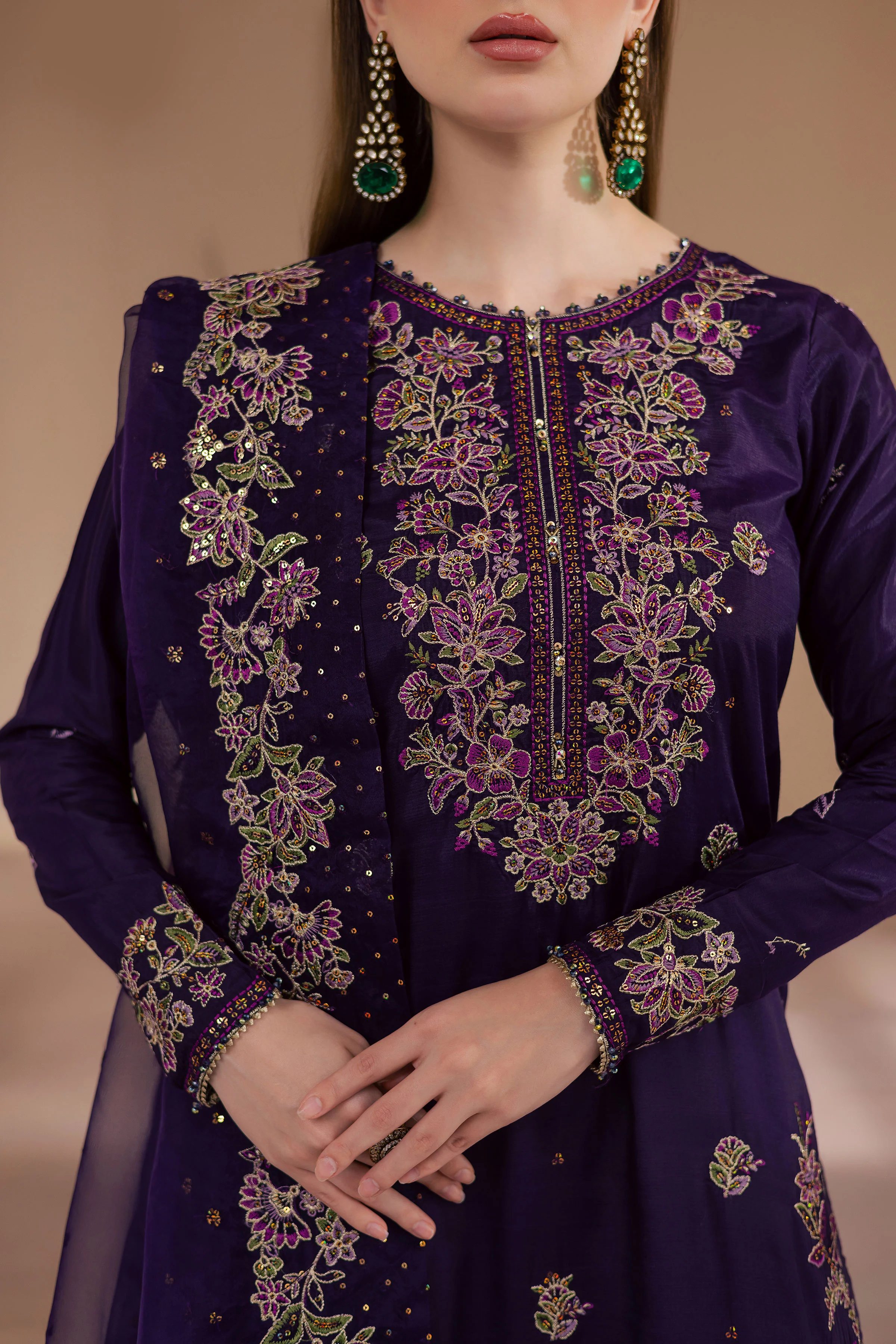 Unzilla 3Pc - Embroidered Luxe Pret - Image 9