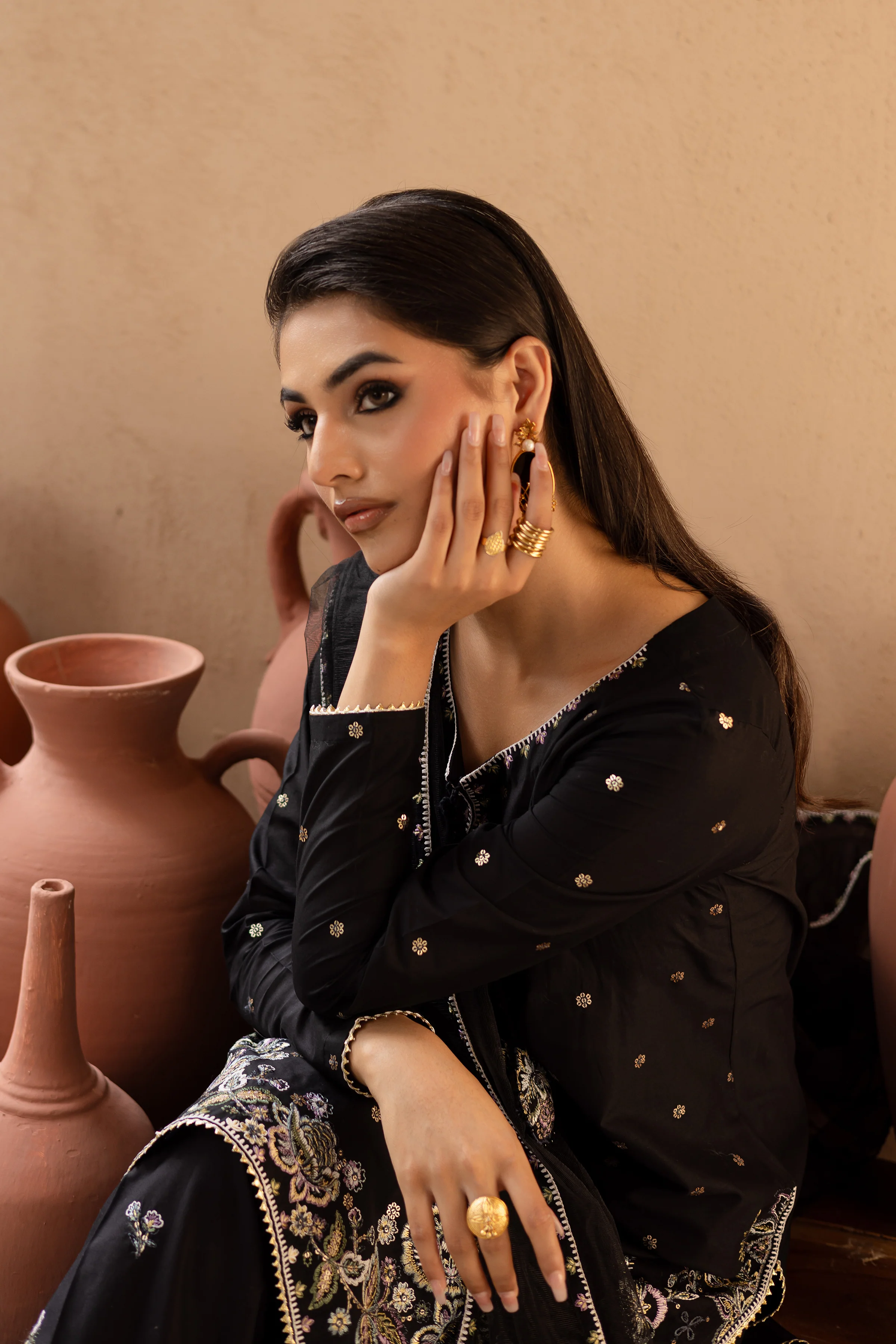 Varsha 3Pc - Embroidered Solid Dress - Image 6