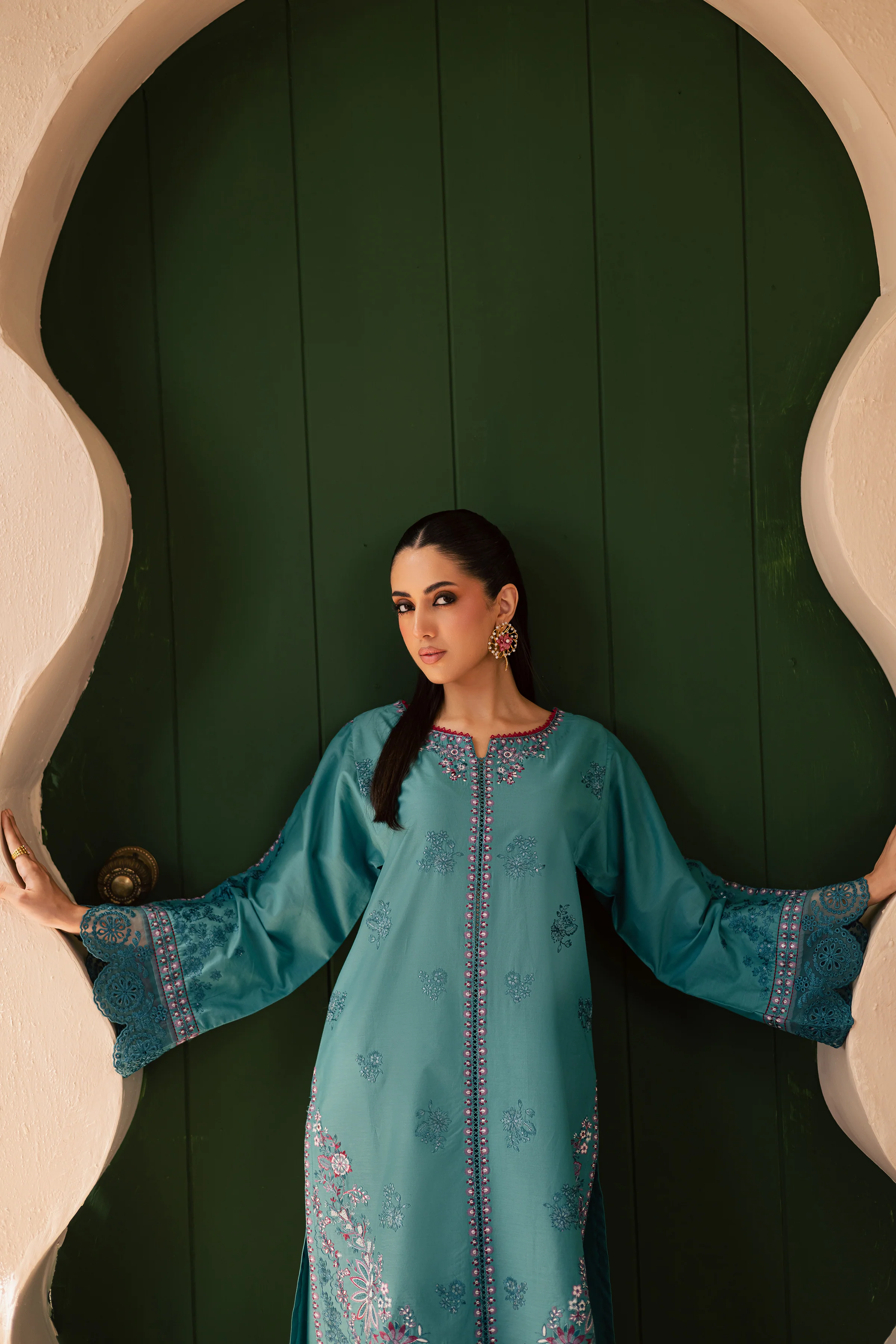 Versak 2Pc - Embroidered Solid Dress - Image 4