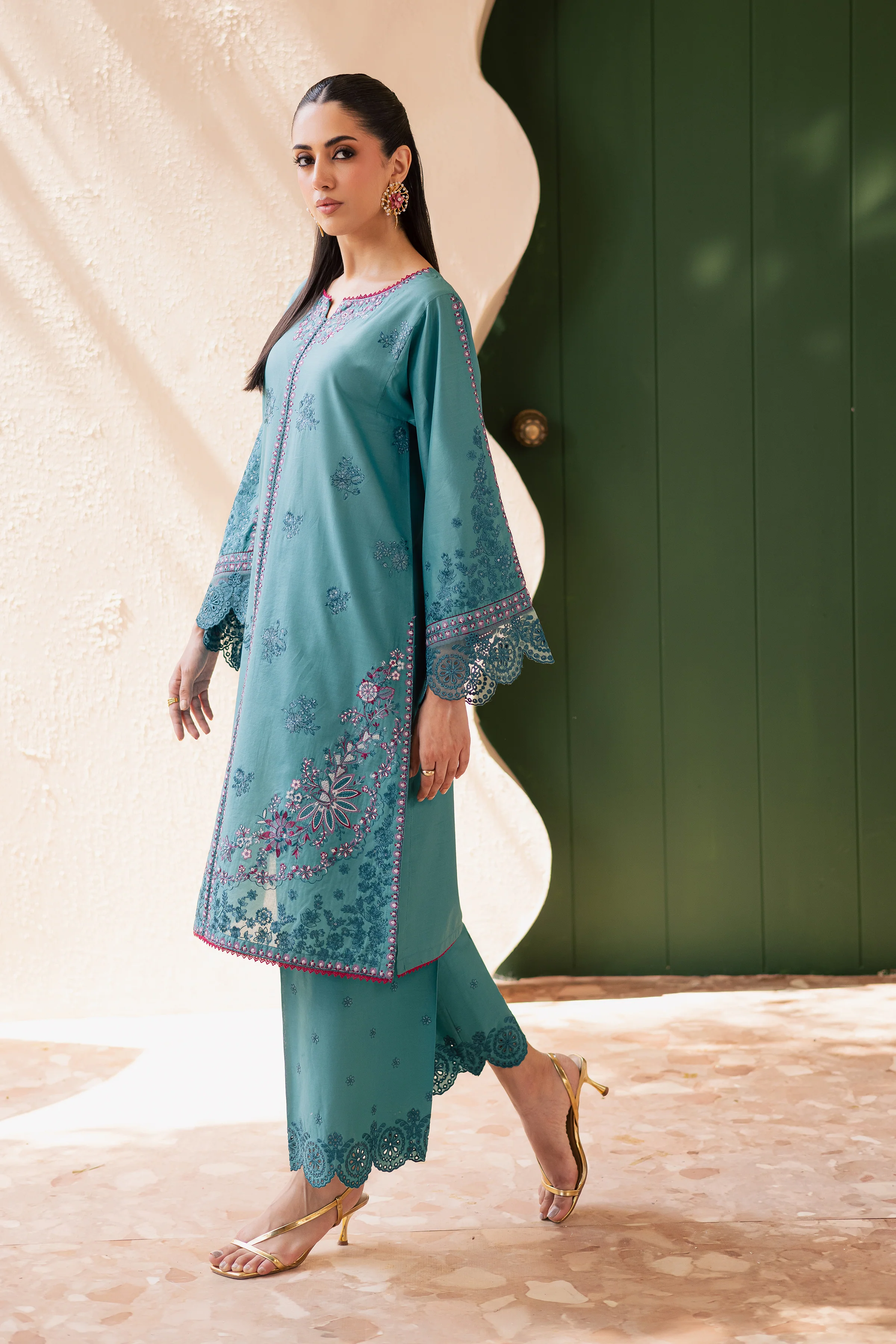 Versak 2Pc - Embroidered Solid Dress - Image 5