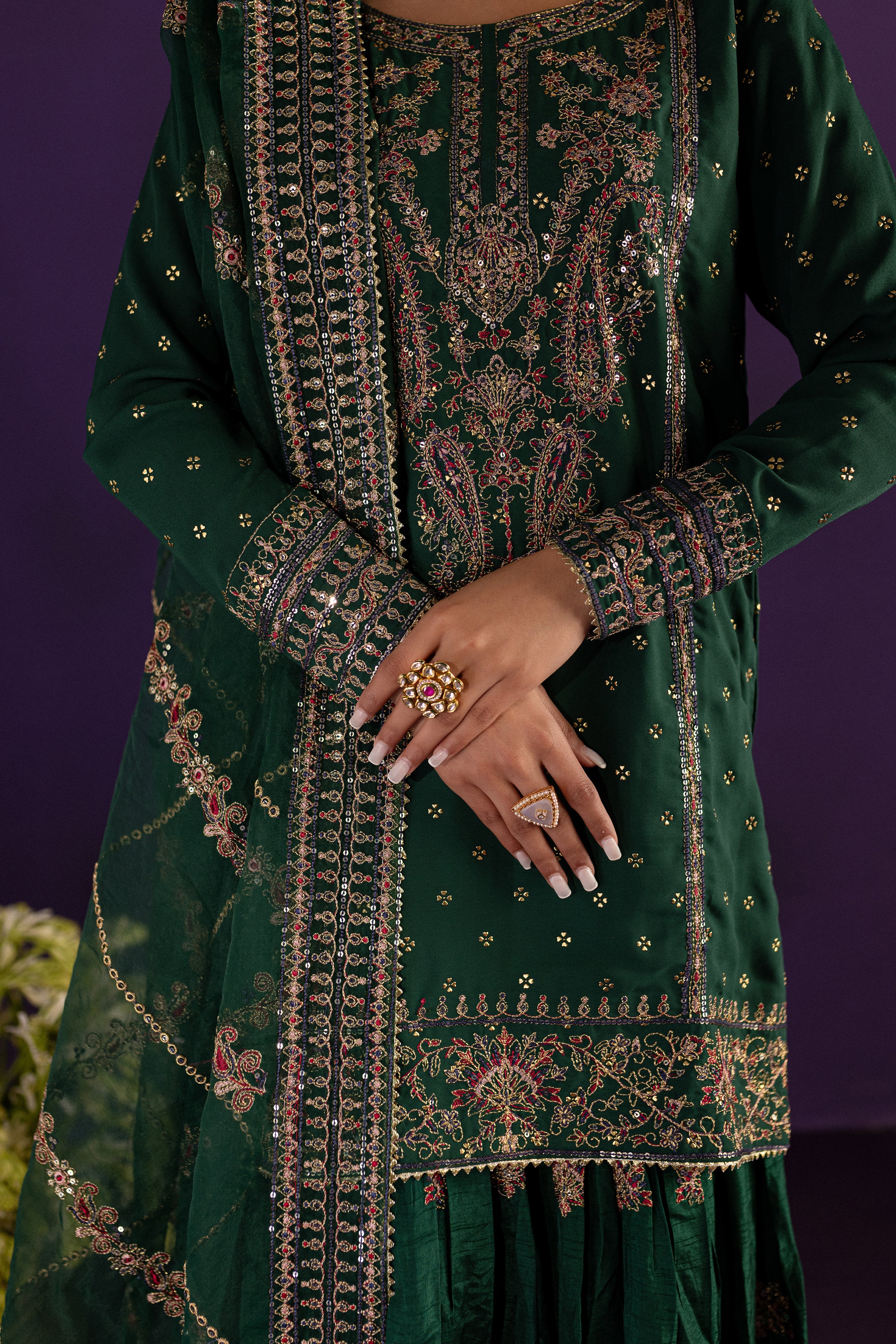 Vineyard 3Pc - Embroidered Georgette Luxe Pret - Image 10