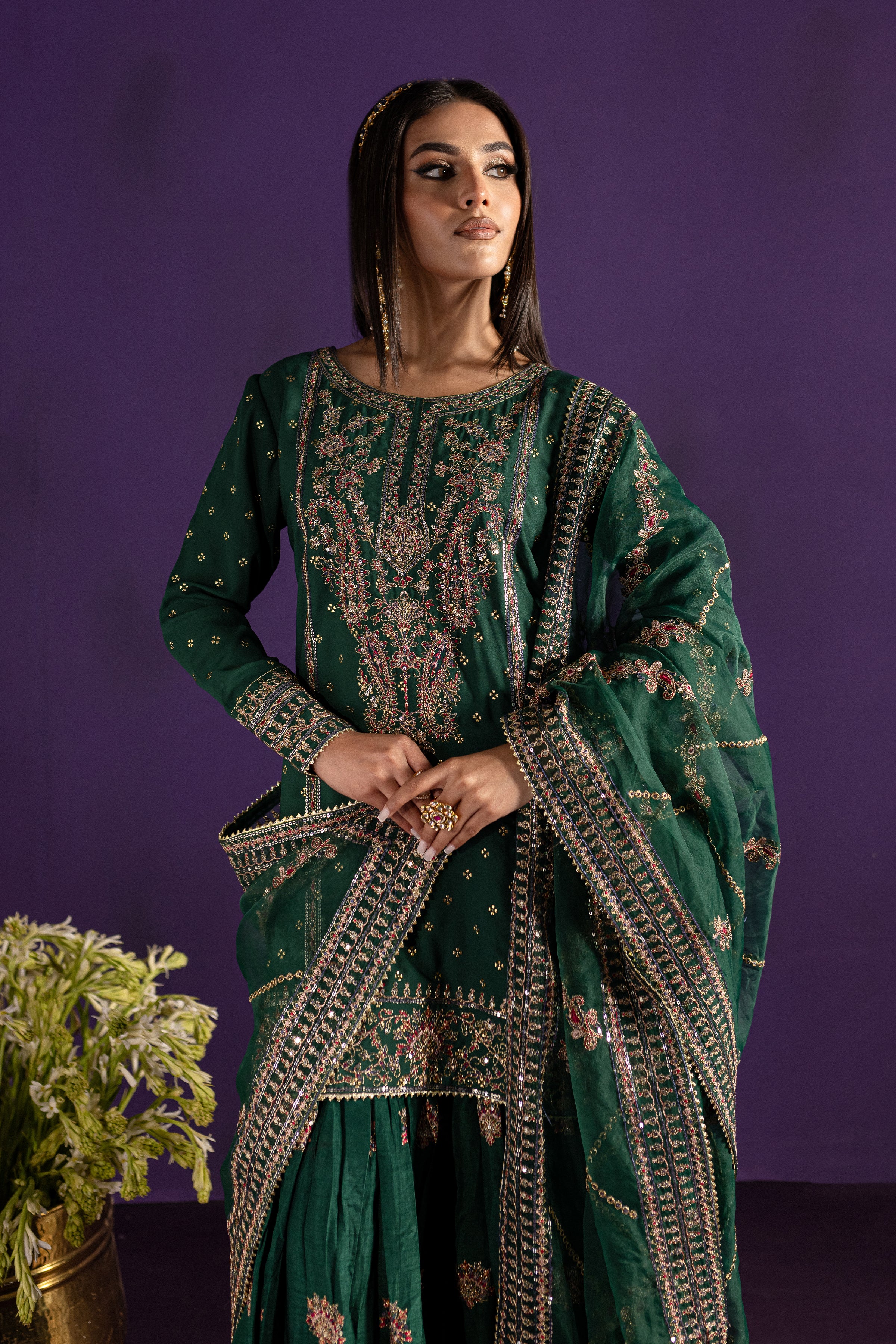 Vineyard 3Pc - Embroidered Georgette Luxe Pret - Image 3