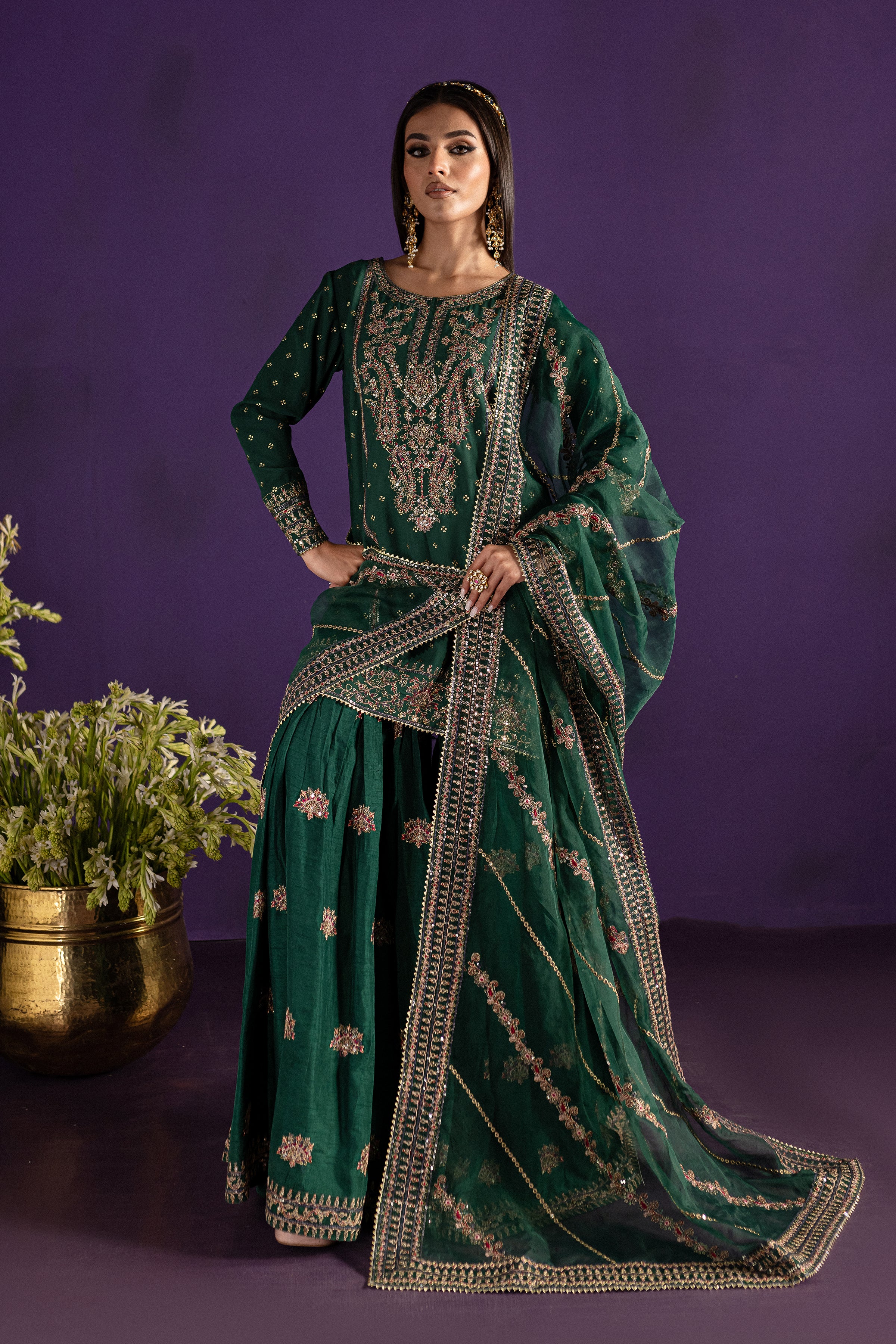 Vineyard 3Pc - Embroidered Georgette Luxe Pret - Image 4