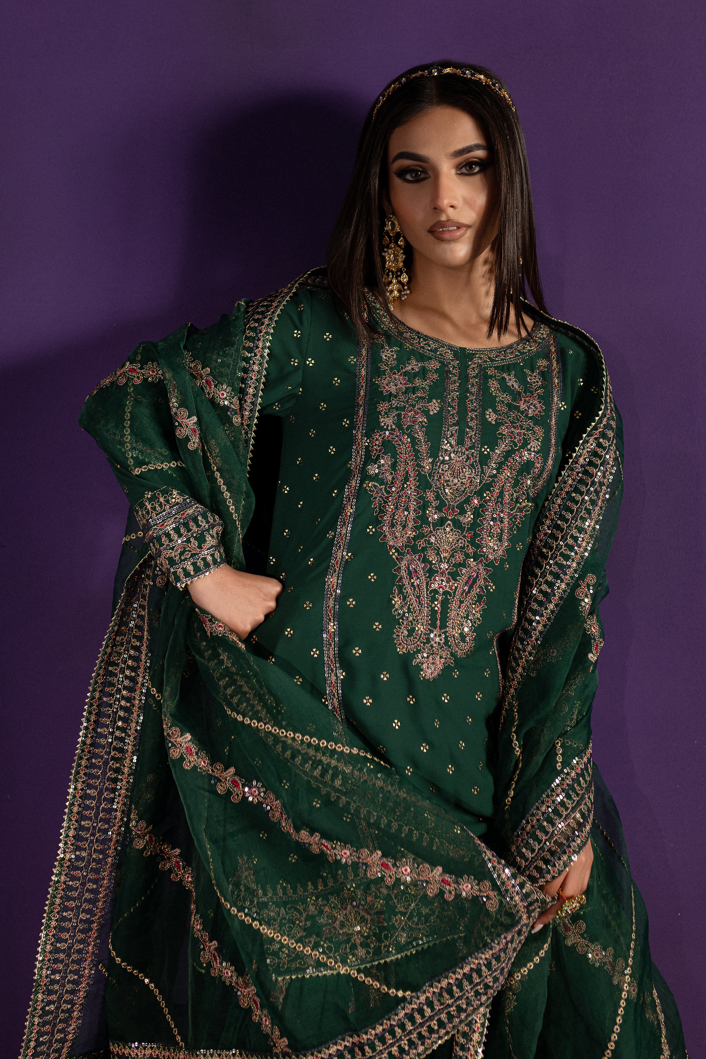 Vineyard 3Pc - Embroidered Georgette Luxe Pret - Image 6