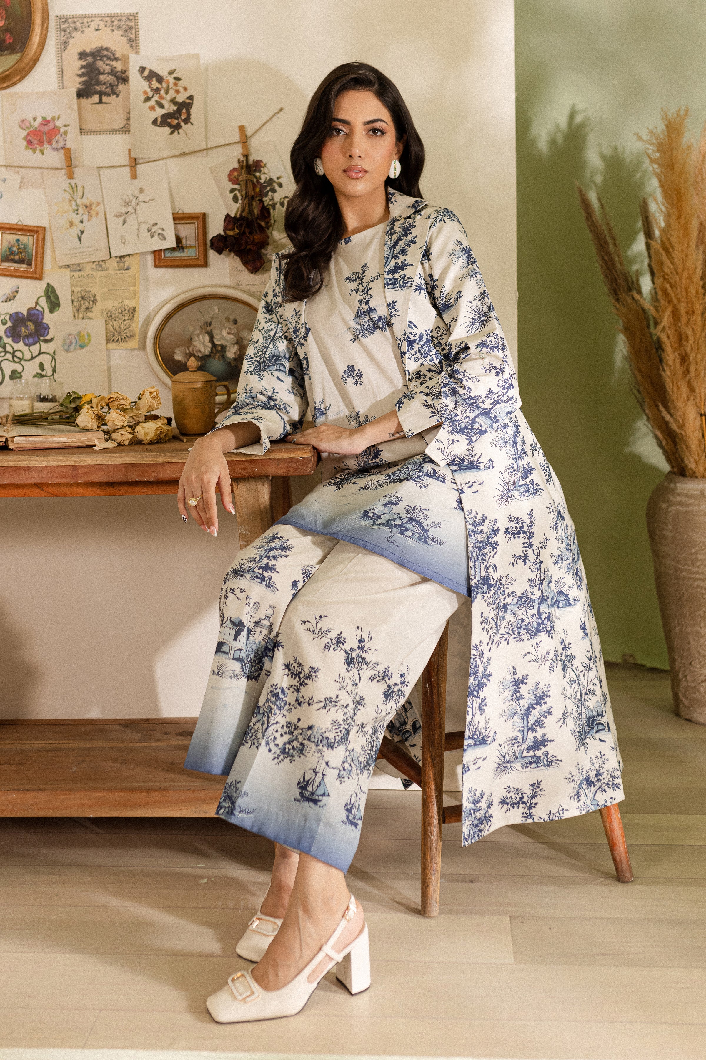 Whimsy 3Pc - Printed Khaddar Dress - Image 4