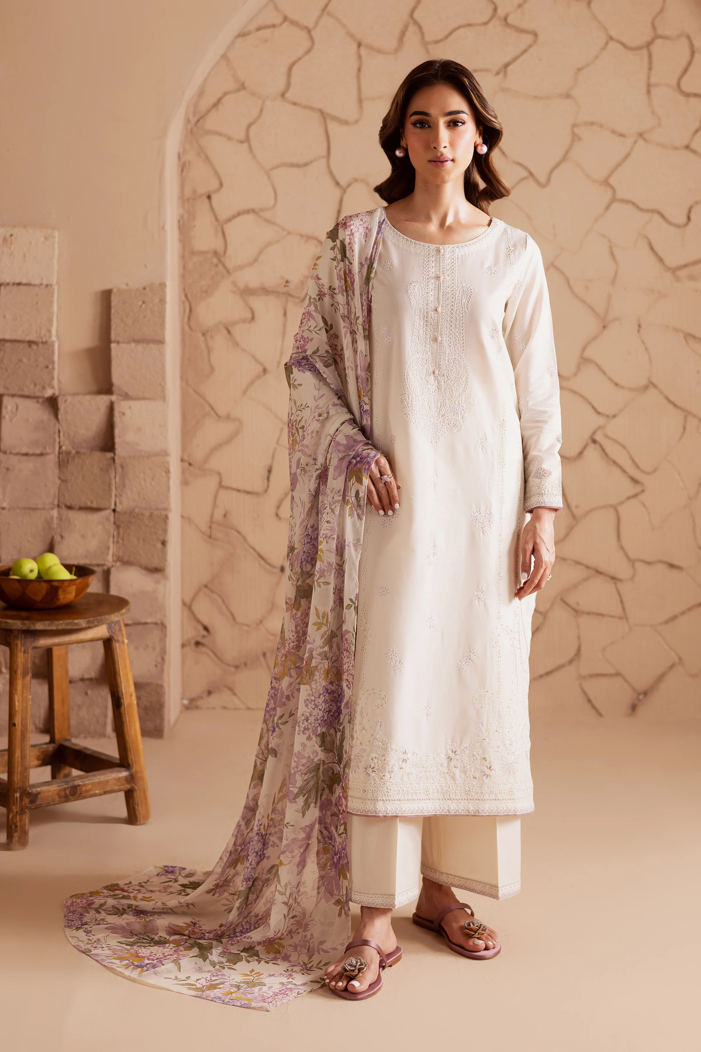 White Beast 3Pc - Embroidered Lawn Dress