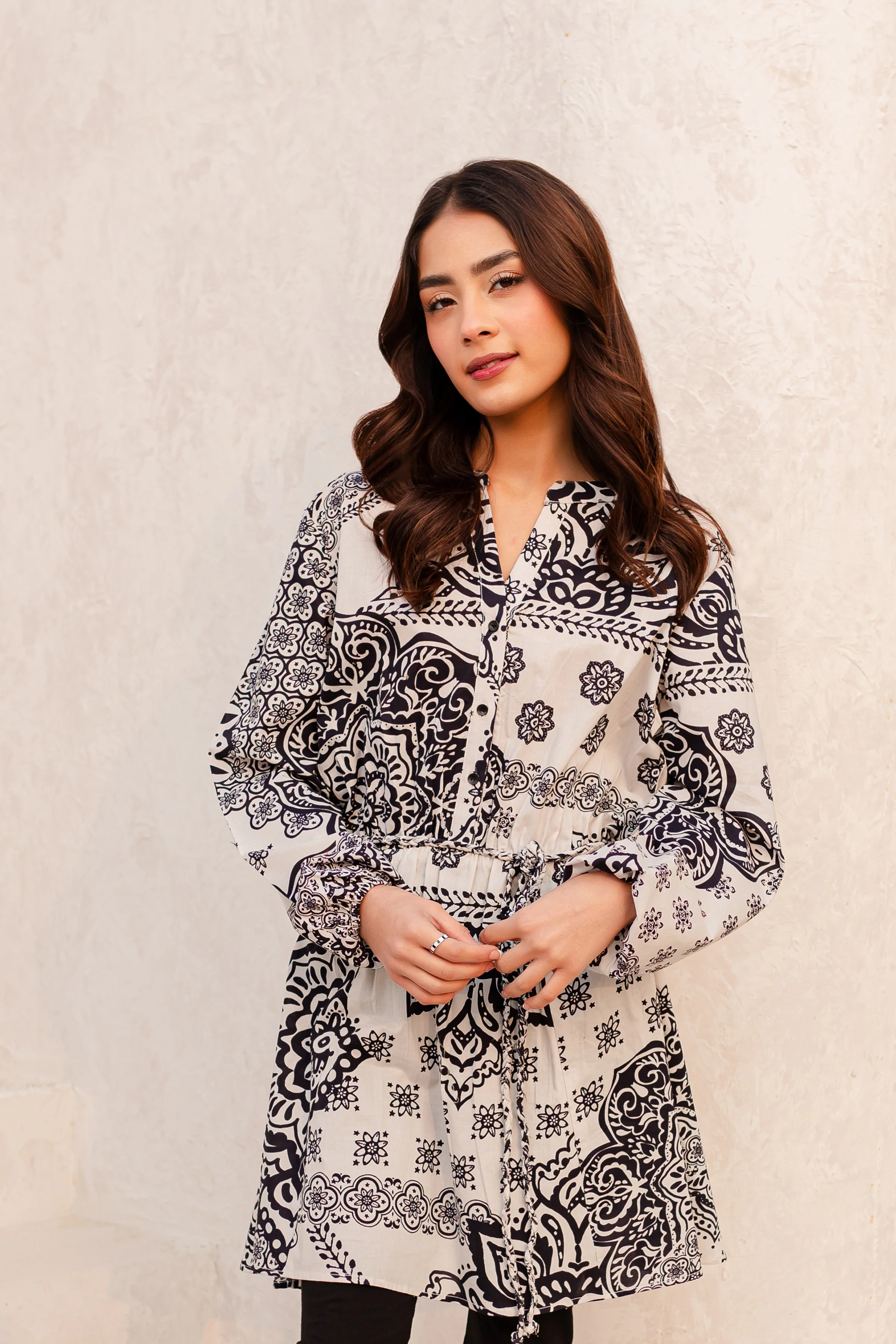 White Blue 1Pc - Printed Cambric Dress - Image 10