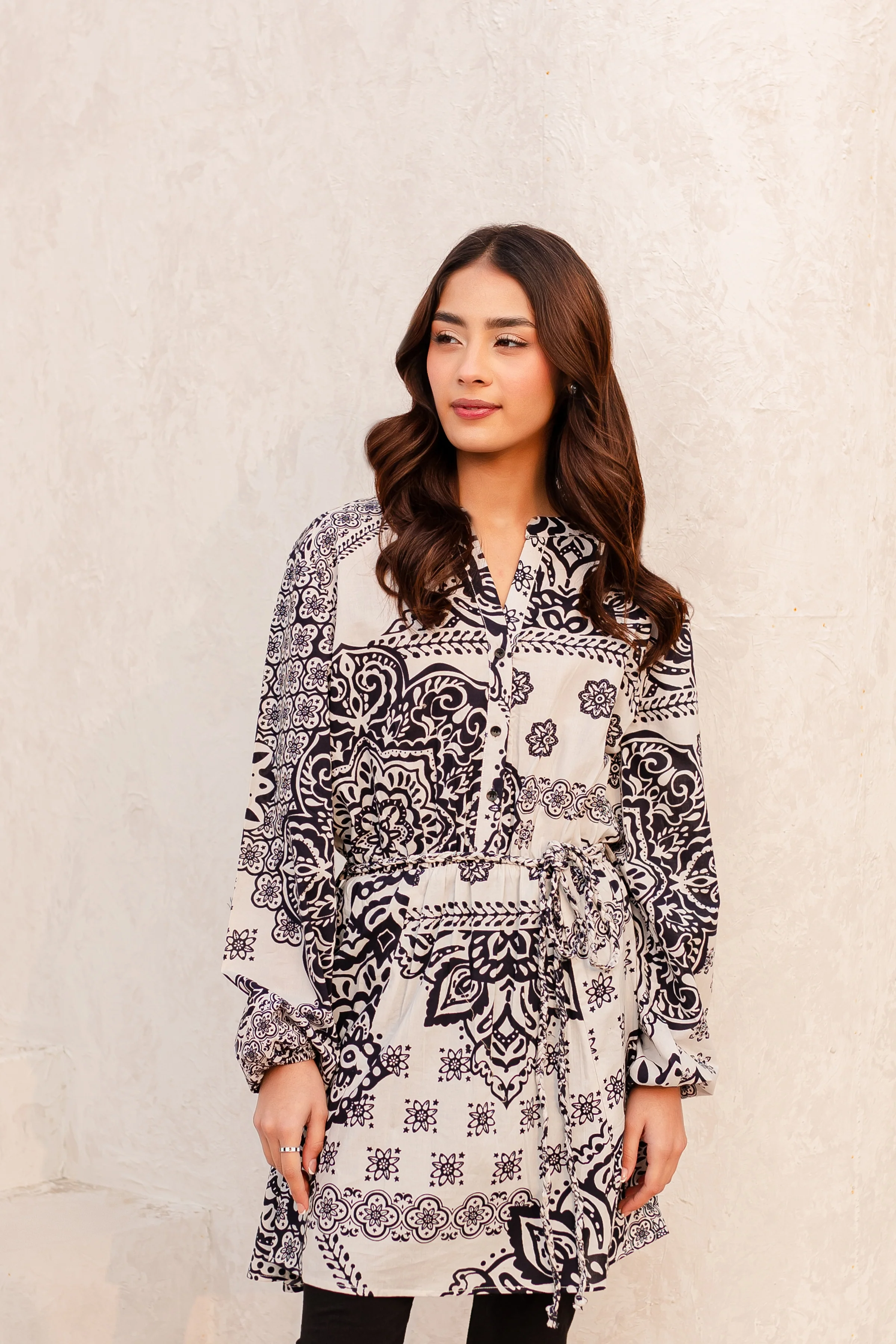 White Blue 1Pc - Printed Cambric Dress - Image 12