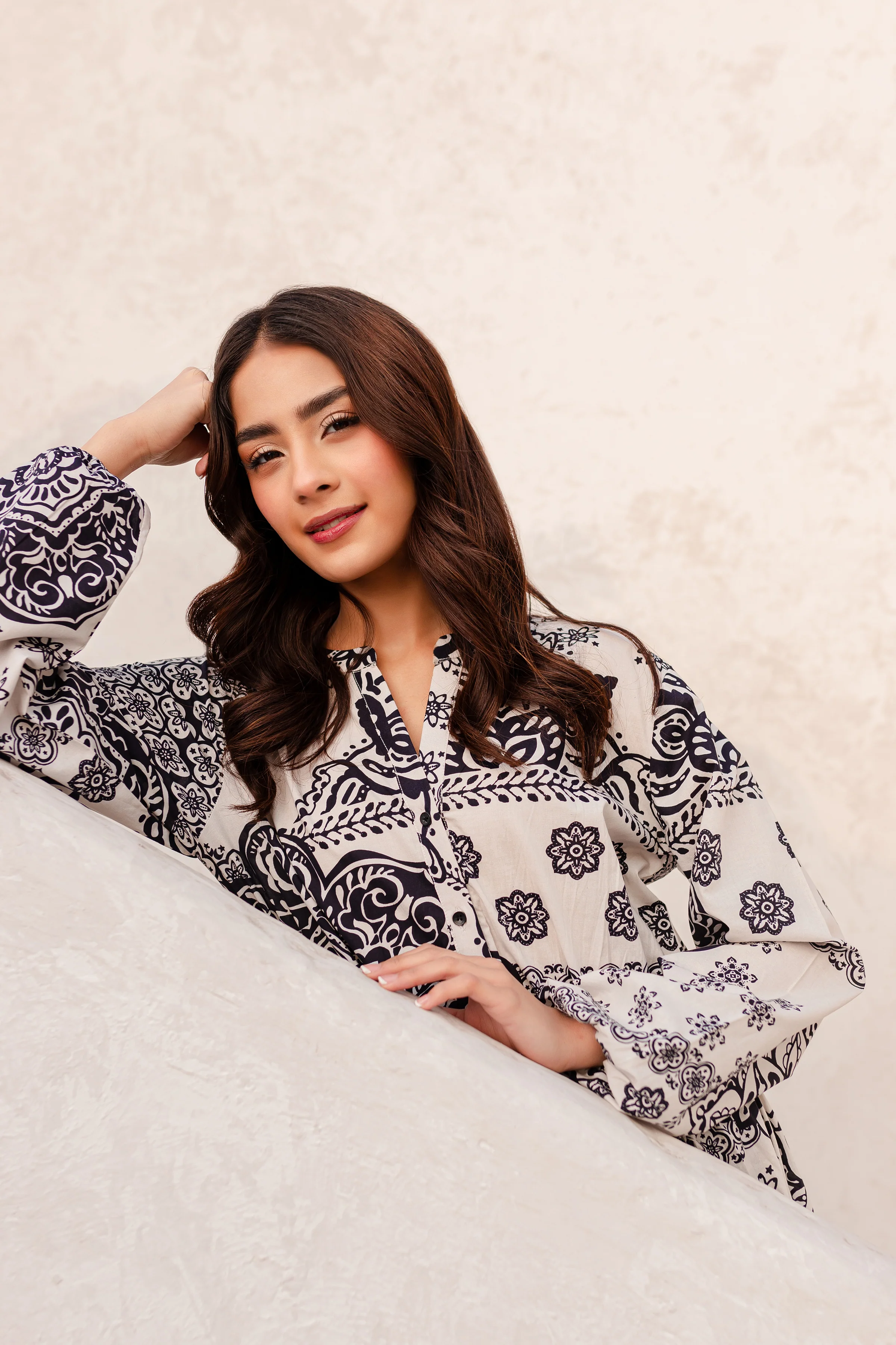 White Blue 1Pc - Printed Cambric Dress - Image 5