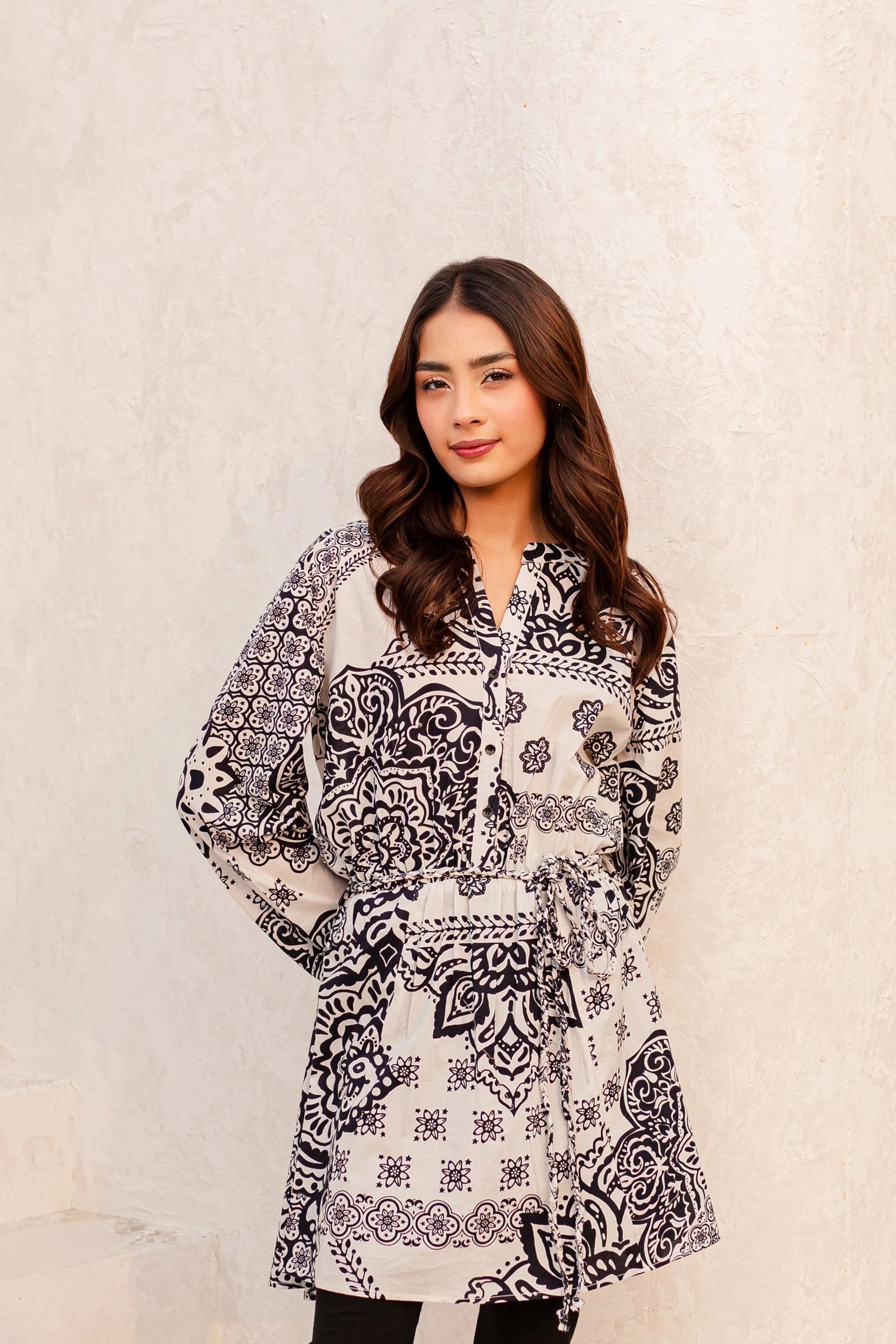 White Blue 1Pc - Printed Cambric Dress - Image 6