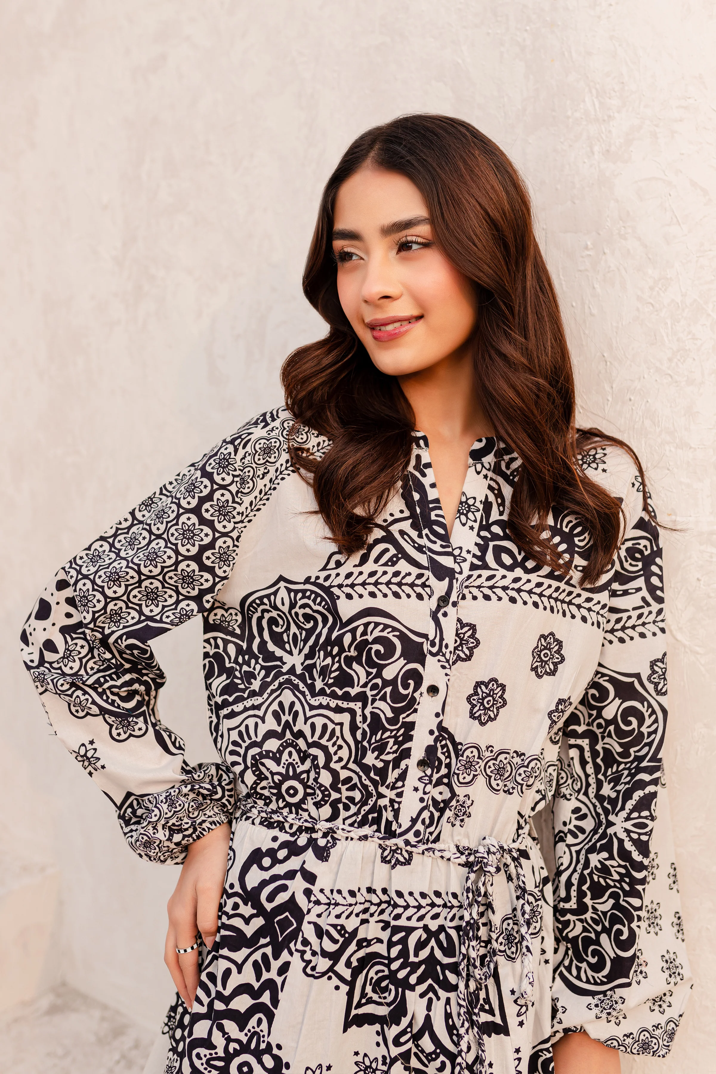 White Blue 1Pc - Printed Cambric Dress - Image 7
