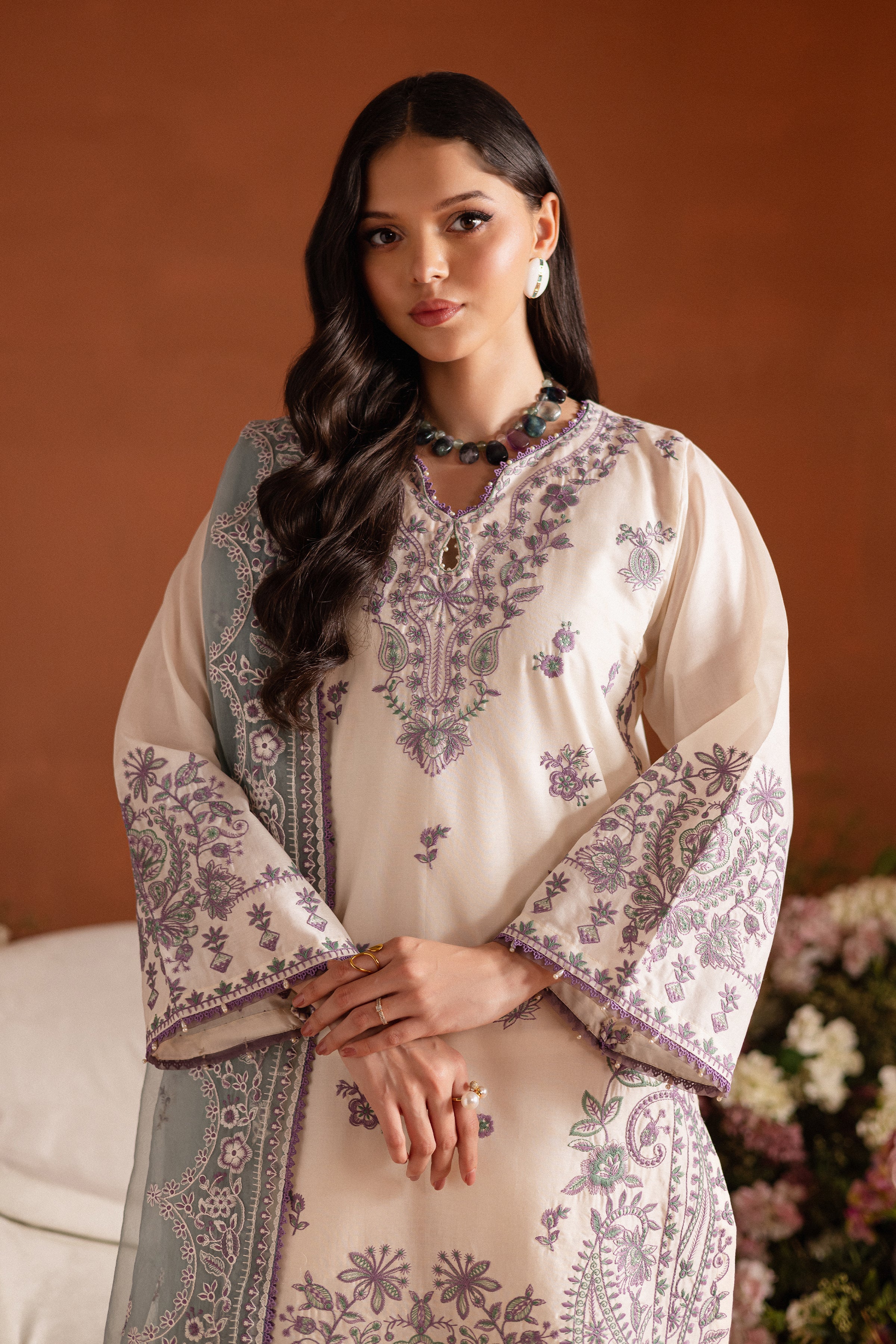 White Opal 3Pc - Embroidered Lawn Dress - Image 2