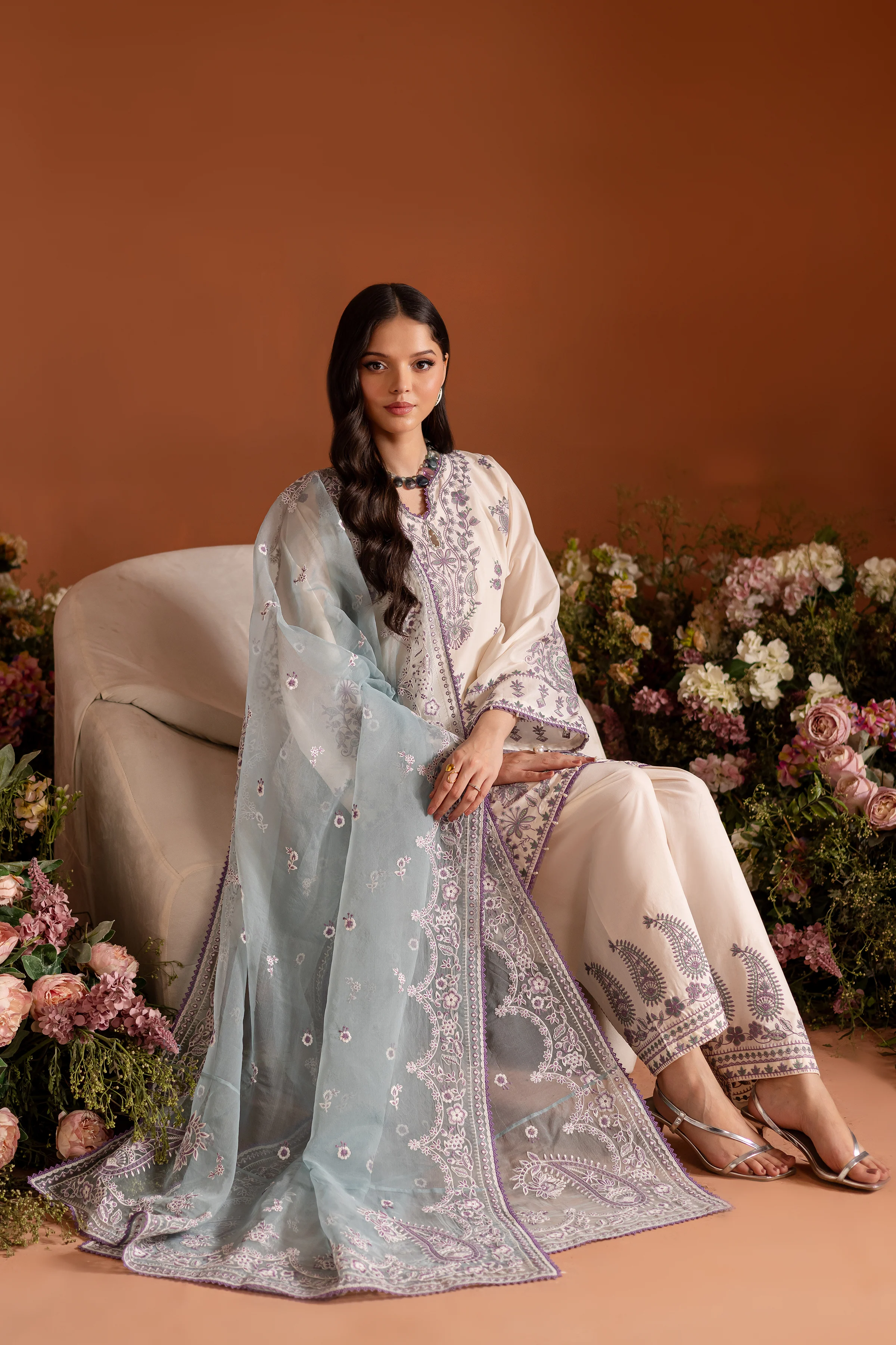 White Opal 3Pc - Embroidered Lawn Dress - Image 4