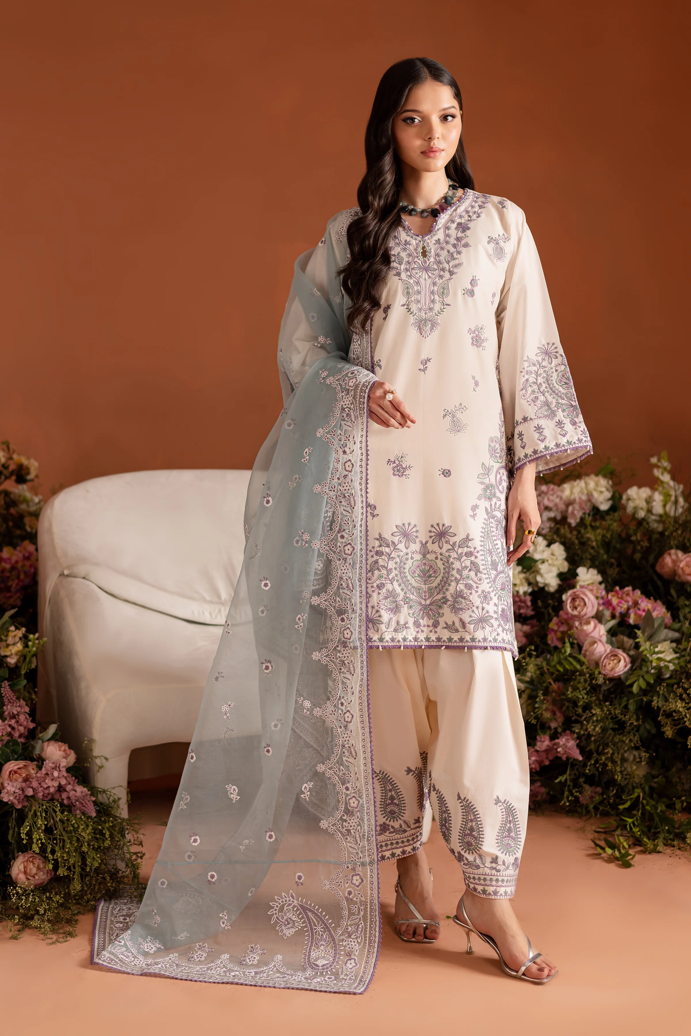 White Opal 3Pc - Embroidered Lawn Dress - Image 6