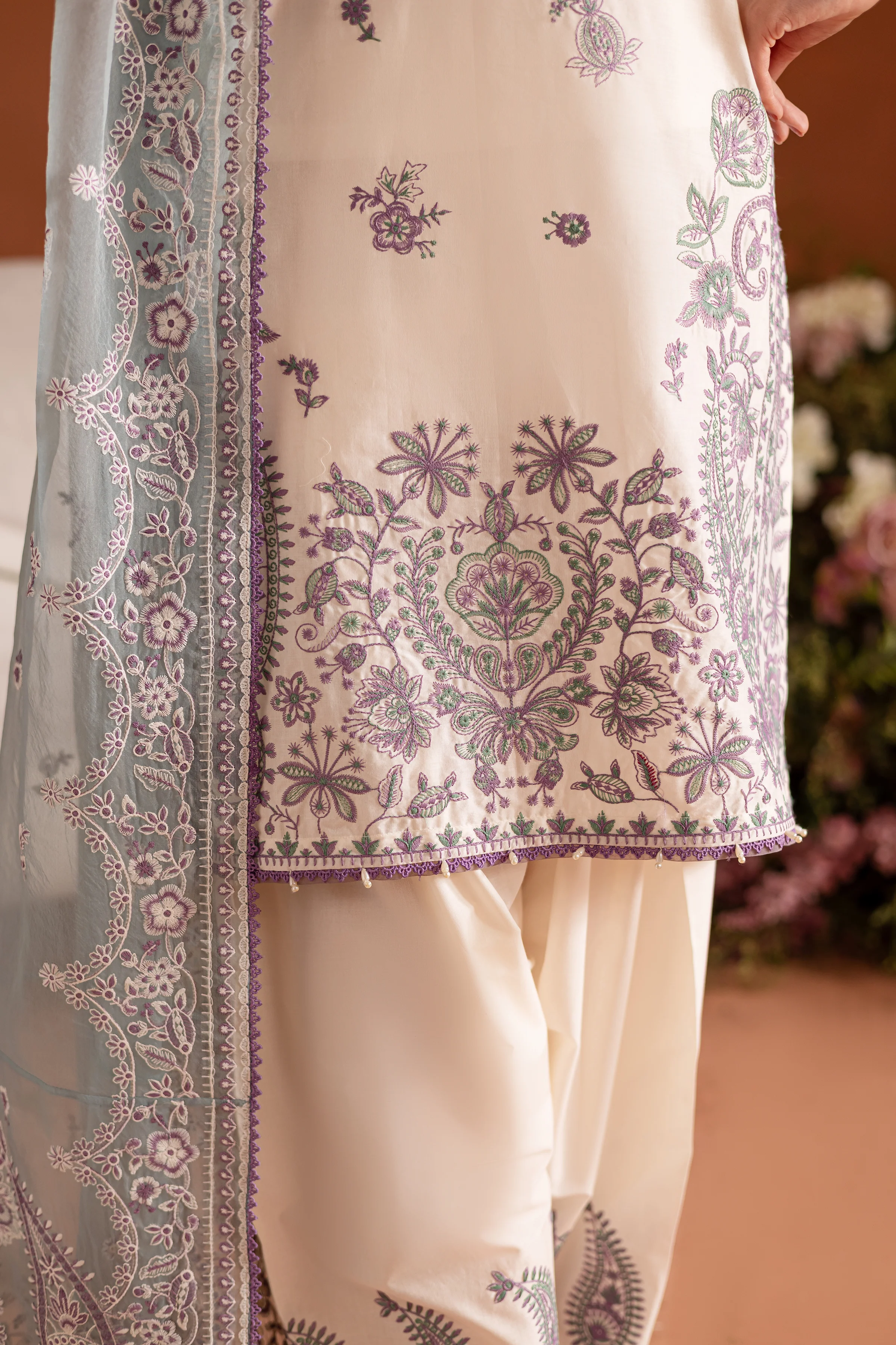 White Opal 3Pc - Embroidered Lawn Dress - Image 8