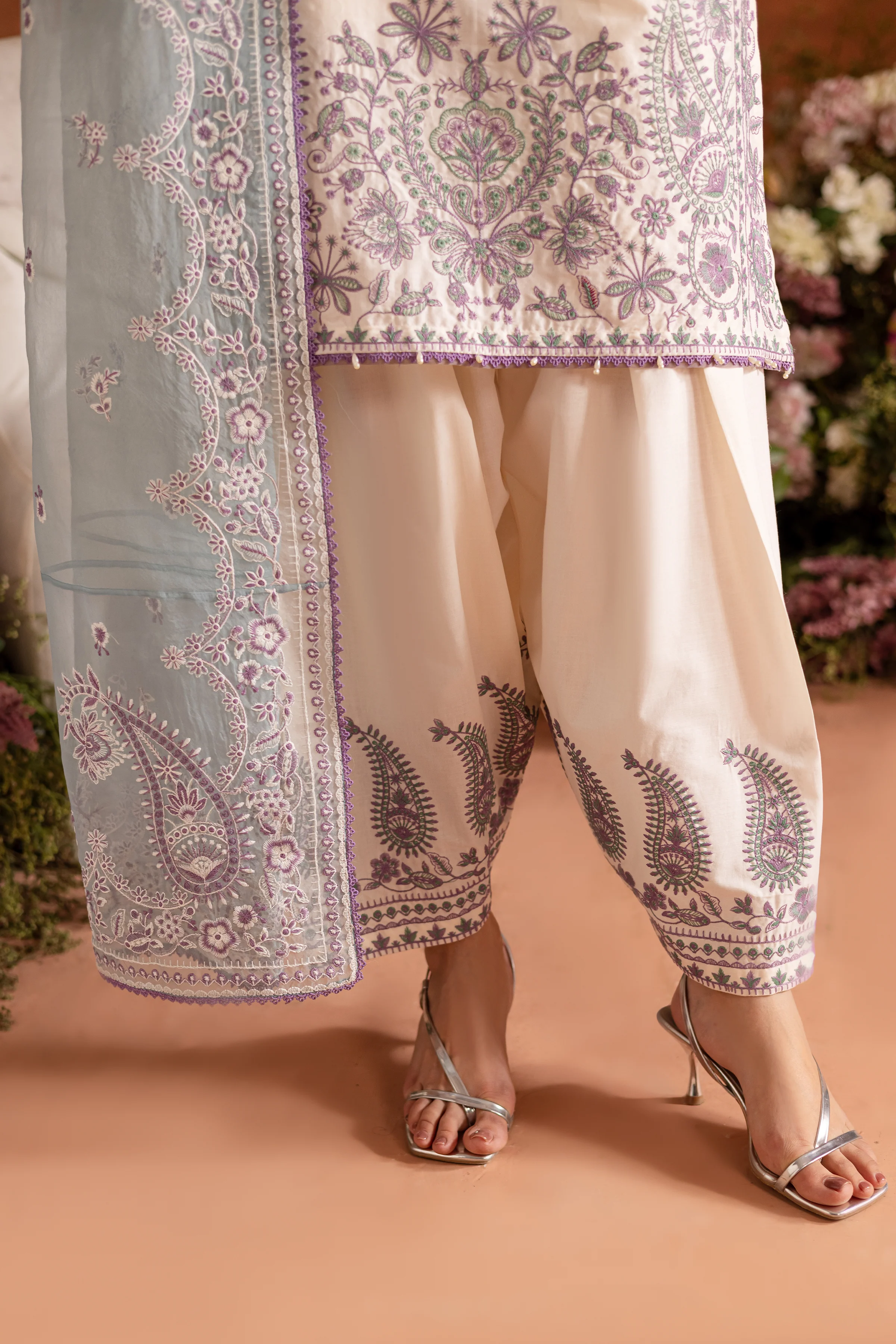 White Opal 3Pc - Embroidered Lawn Dress - Image 9