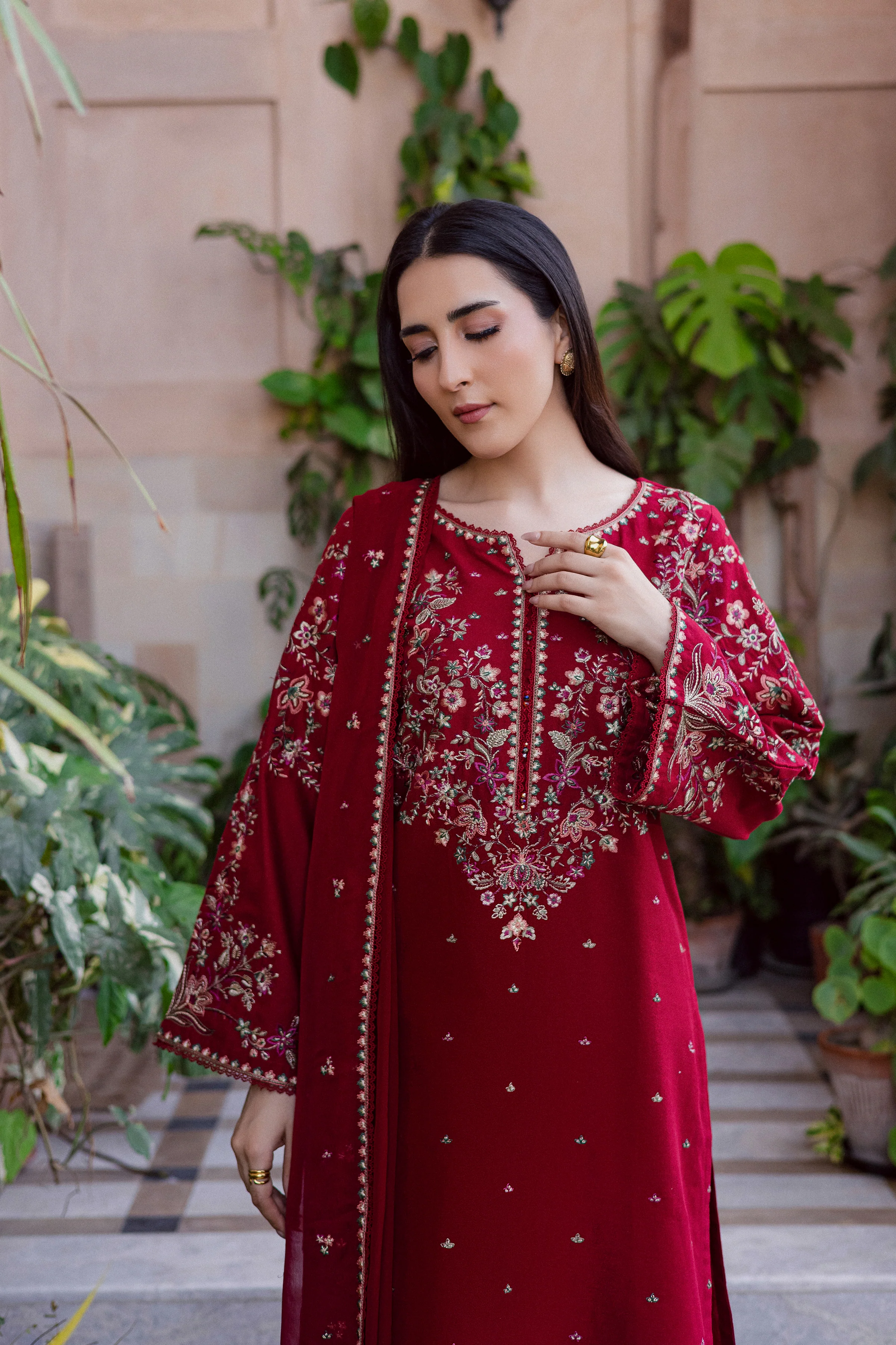 Wild Dream 3Pc - Embroidered Khaddar Dress - Image 4