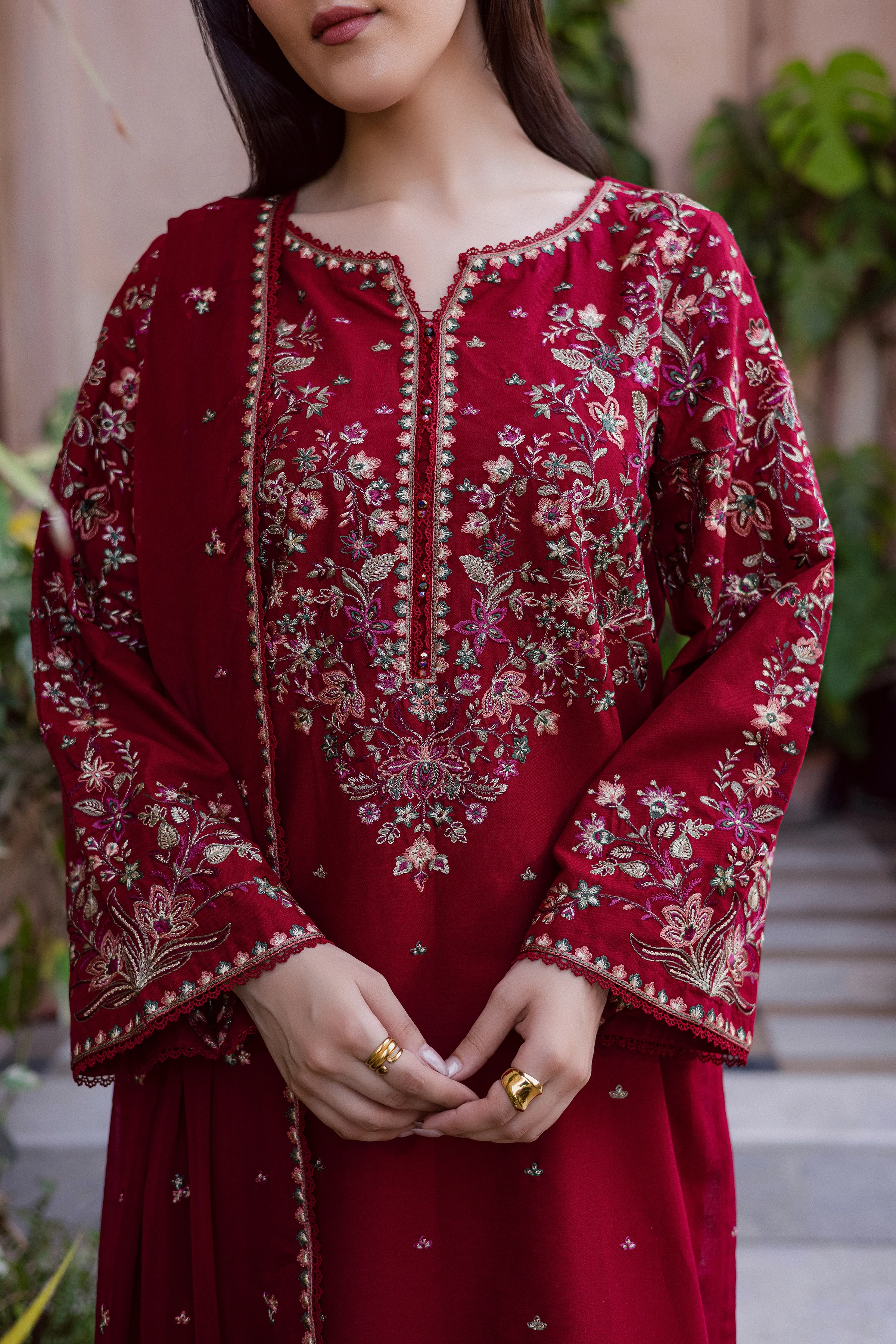 Wild Dream 3Pc - Embroidered Khaddar Dress - Image 5