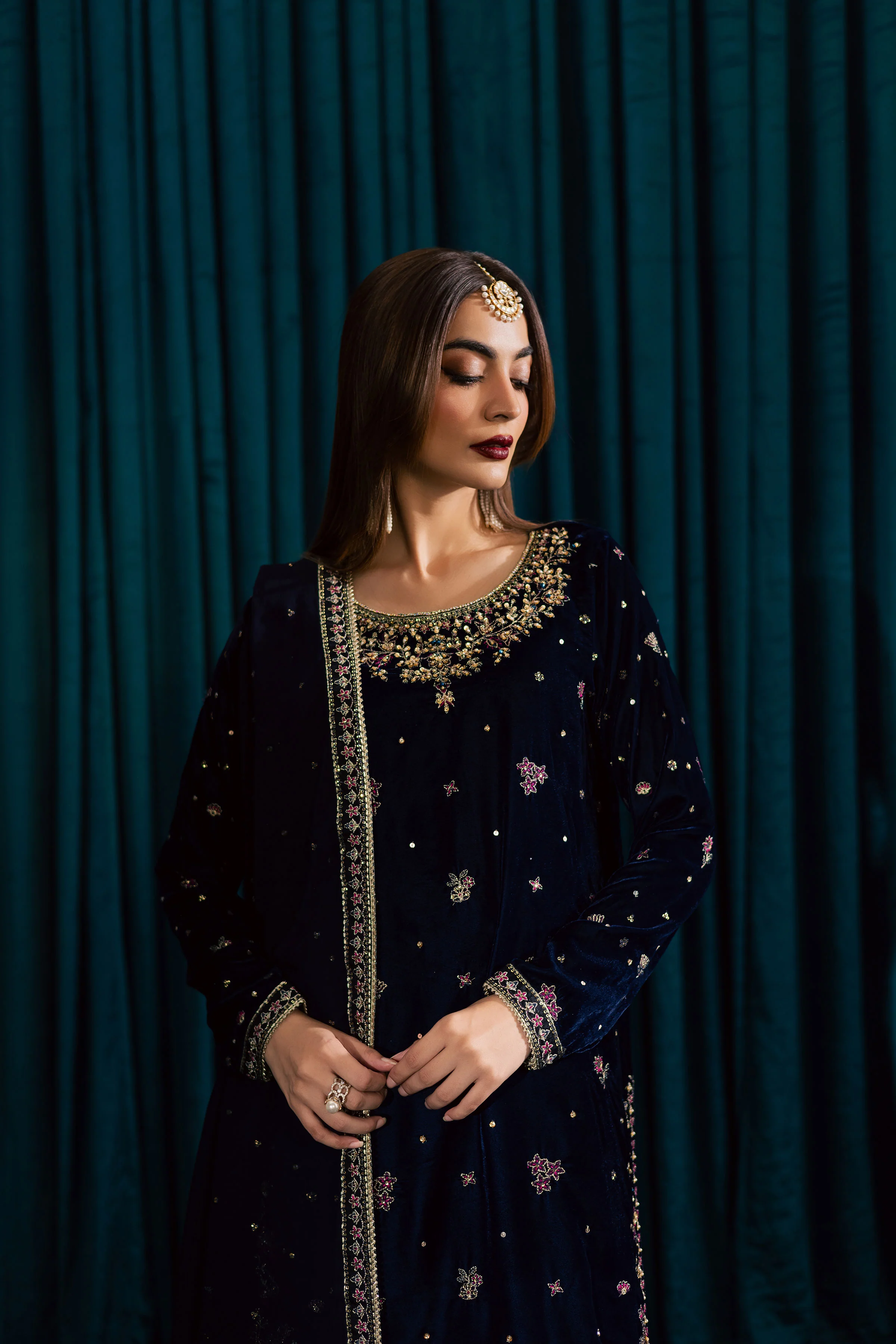 Yashal 3Pc - Velvet Formal Dress - Image 11